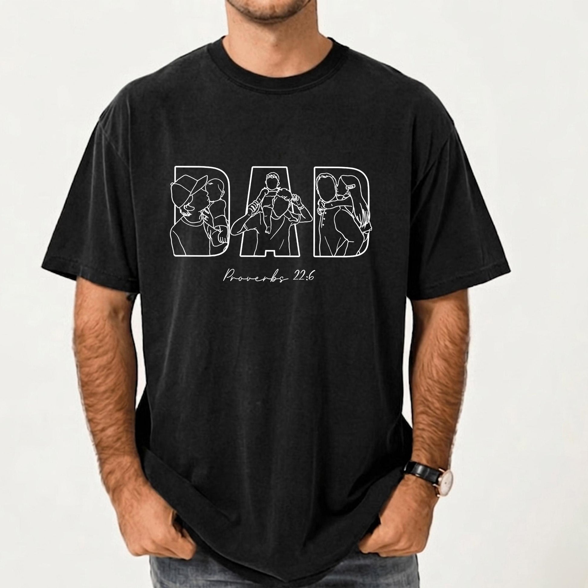 Custom Dad Shirt, Custom Photo Outline Shirt, Father's Day Shirt Gift for Dad Christian