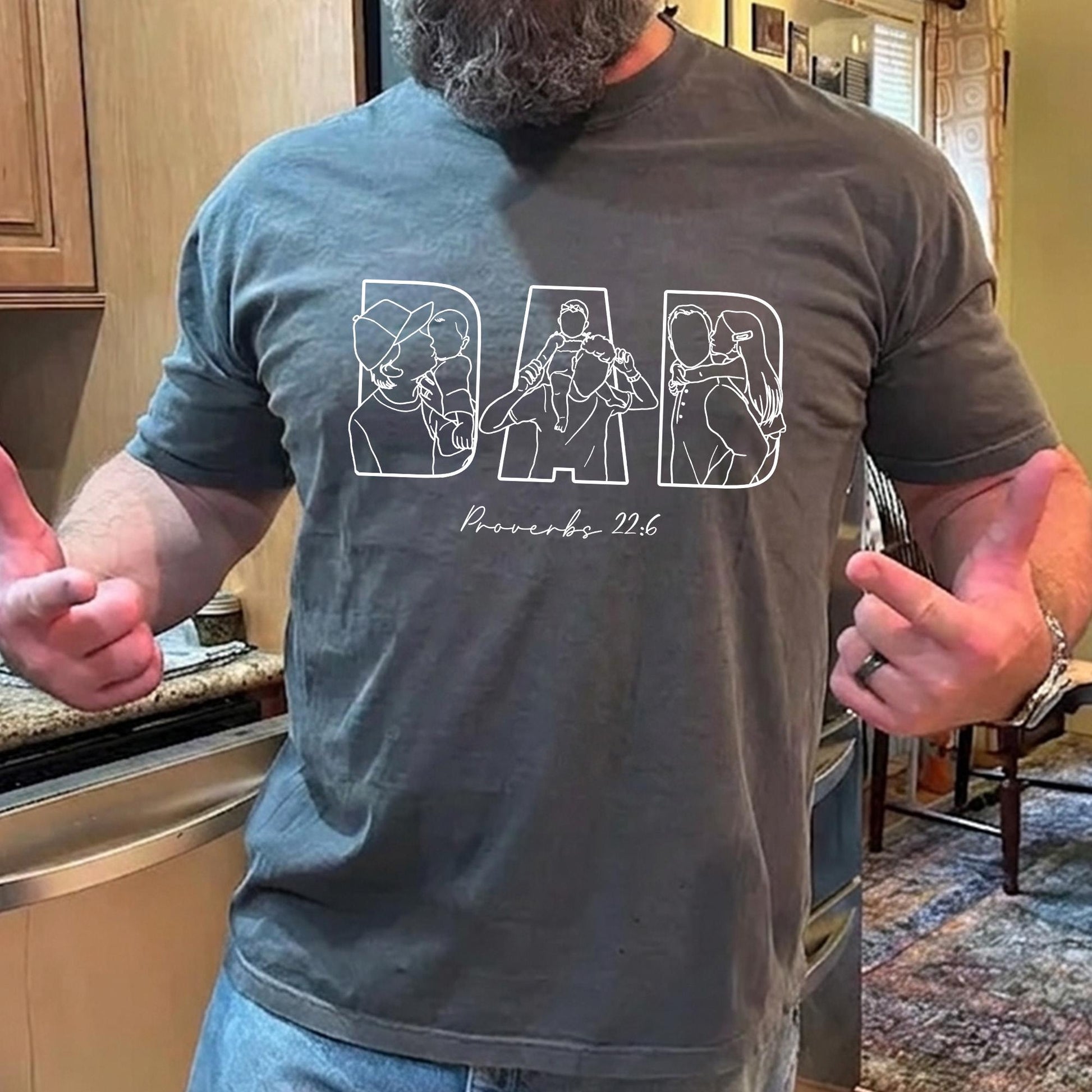 Custom Dad Shirt, Custom Photo Outline Shirt, Father's Day Shirt Gift for Dad Christian
