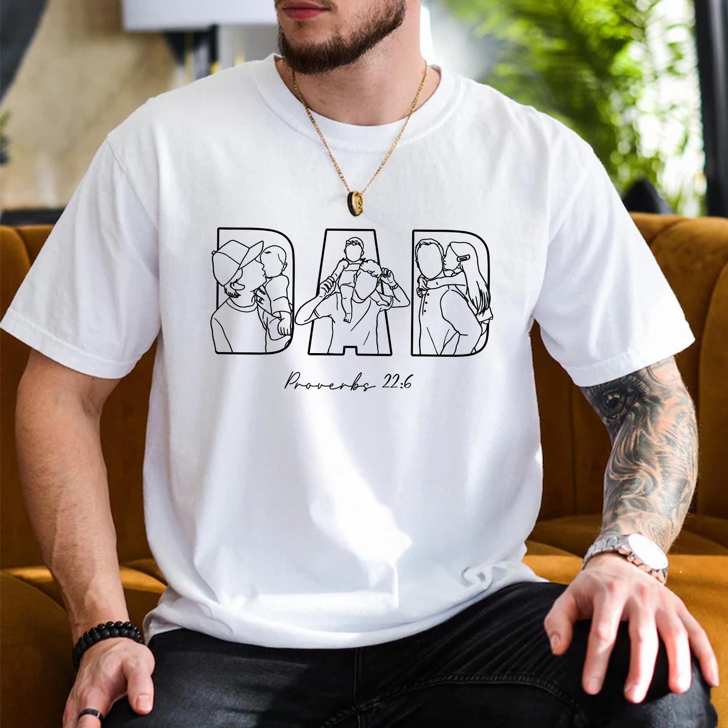 Custom Dad Shirt, Custom Photo Outline Shirt, Father's Day Shirt Gift for Dad Christian