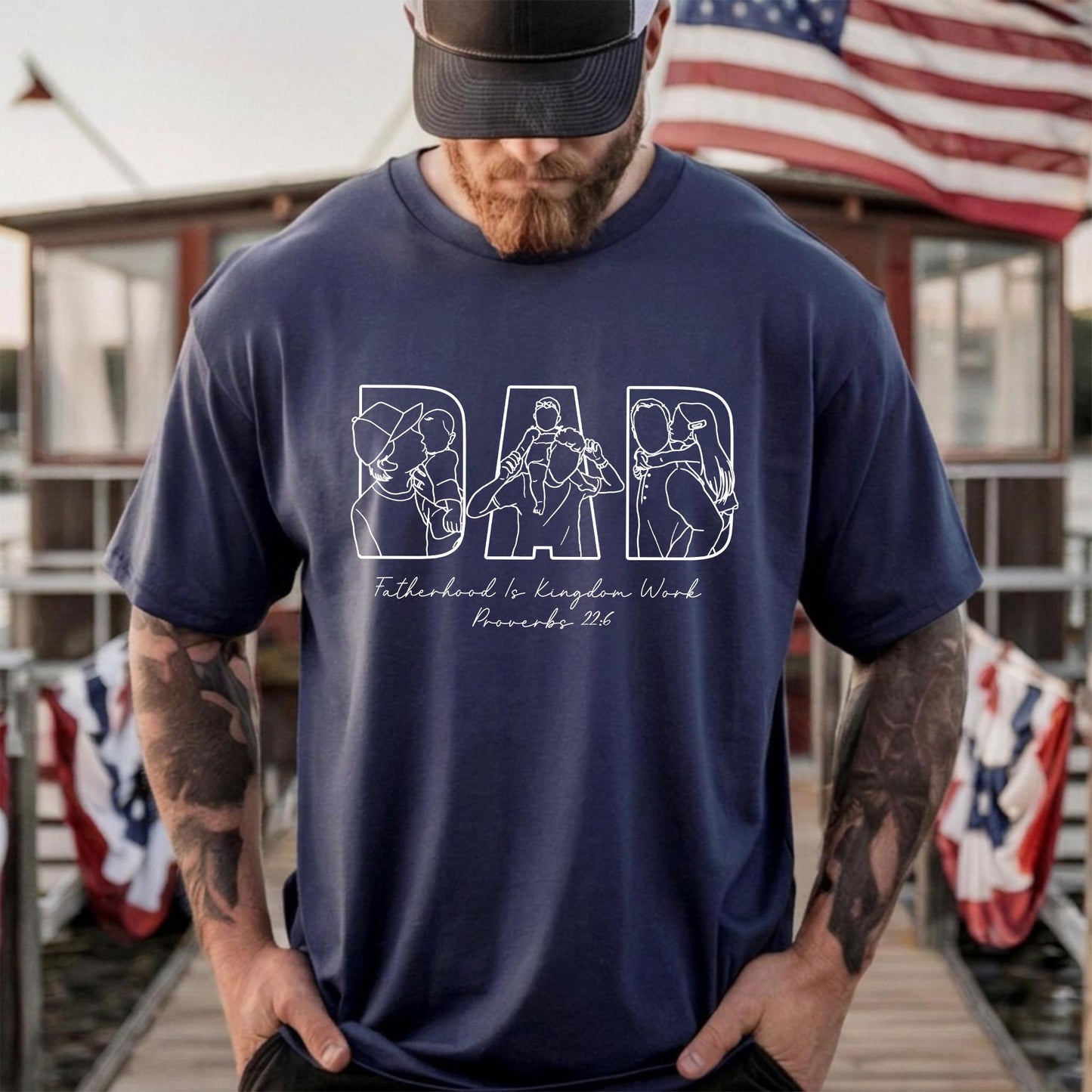 Custom Dad Shirt, Custom Photo Outline Shirt, Father's Day Shirt Gift for Dad Christian