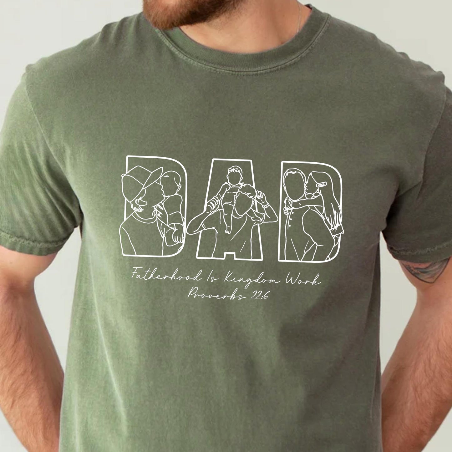 Custom Dad Shirt, Custom Photo Outline Shirt, Father's Day Shirt Gift for Dad Christian