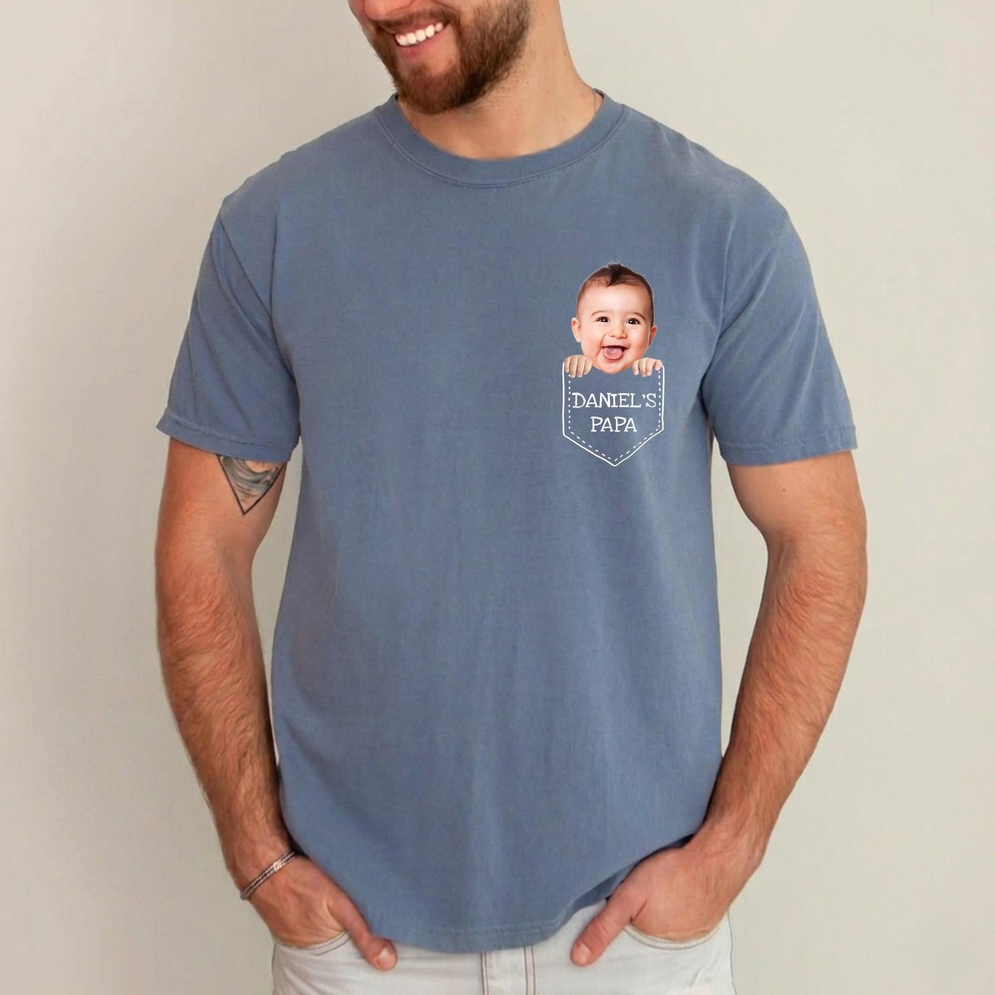 Custom Grandpa Photo Shirt, Baby Face Photo Shirt for Grandpa, Father's Day Shirt Gift from Grandkids, Funny Gift for New Grandparent