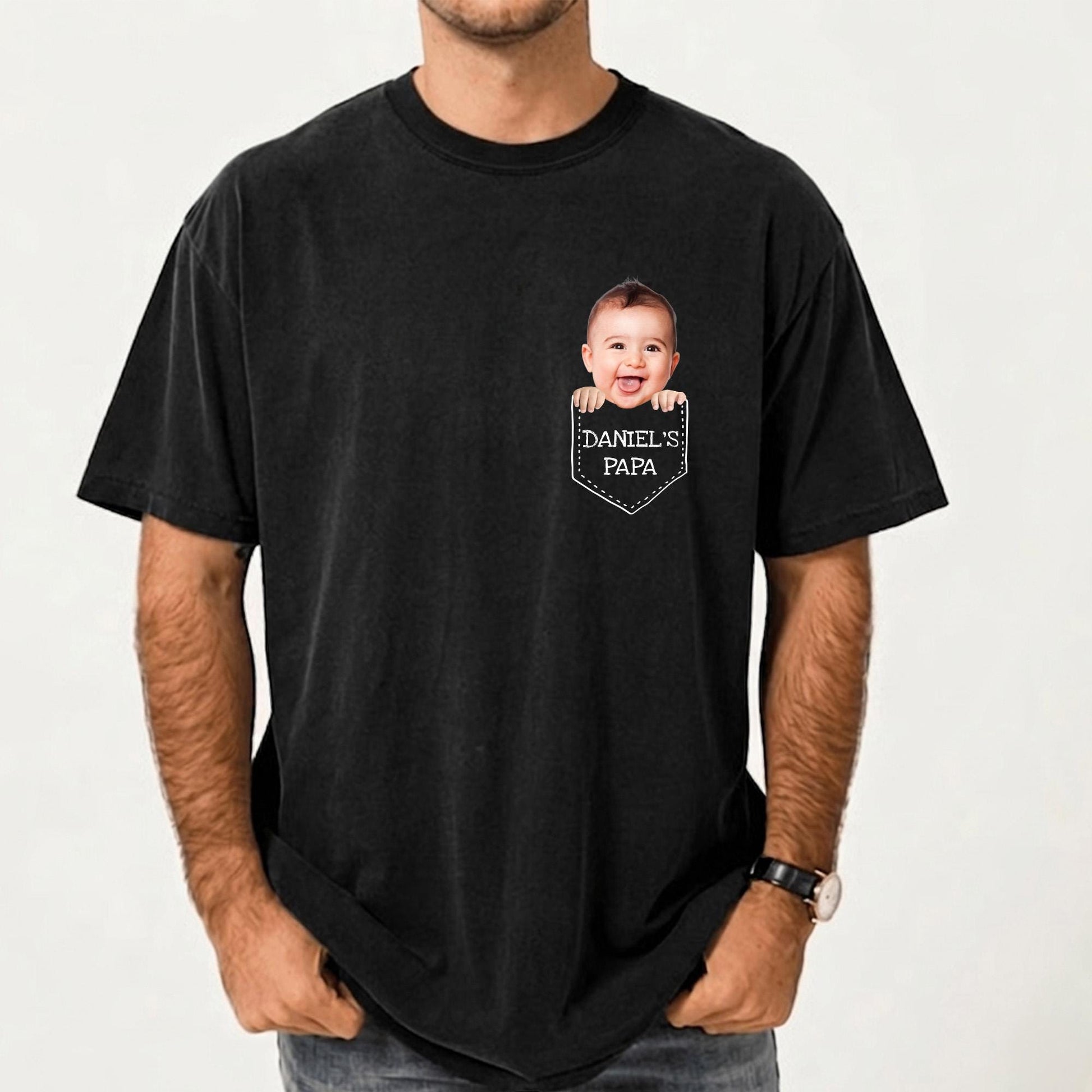Custom Dad Shirt, Baby Face Photo Dad Shirt, Father's Day Shirt Gift for Husband, Funny Gift for New Dad