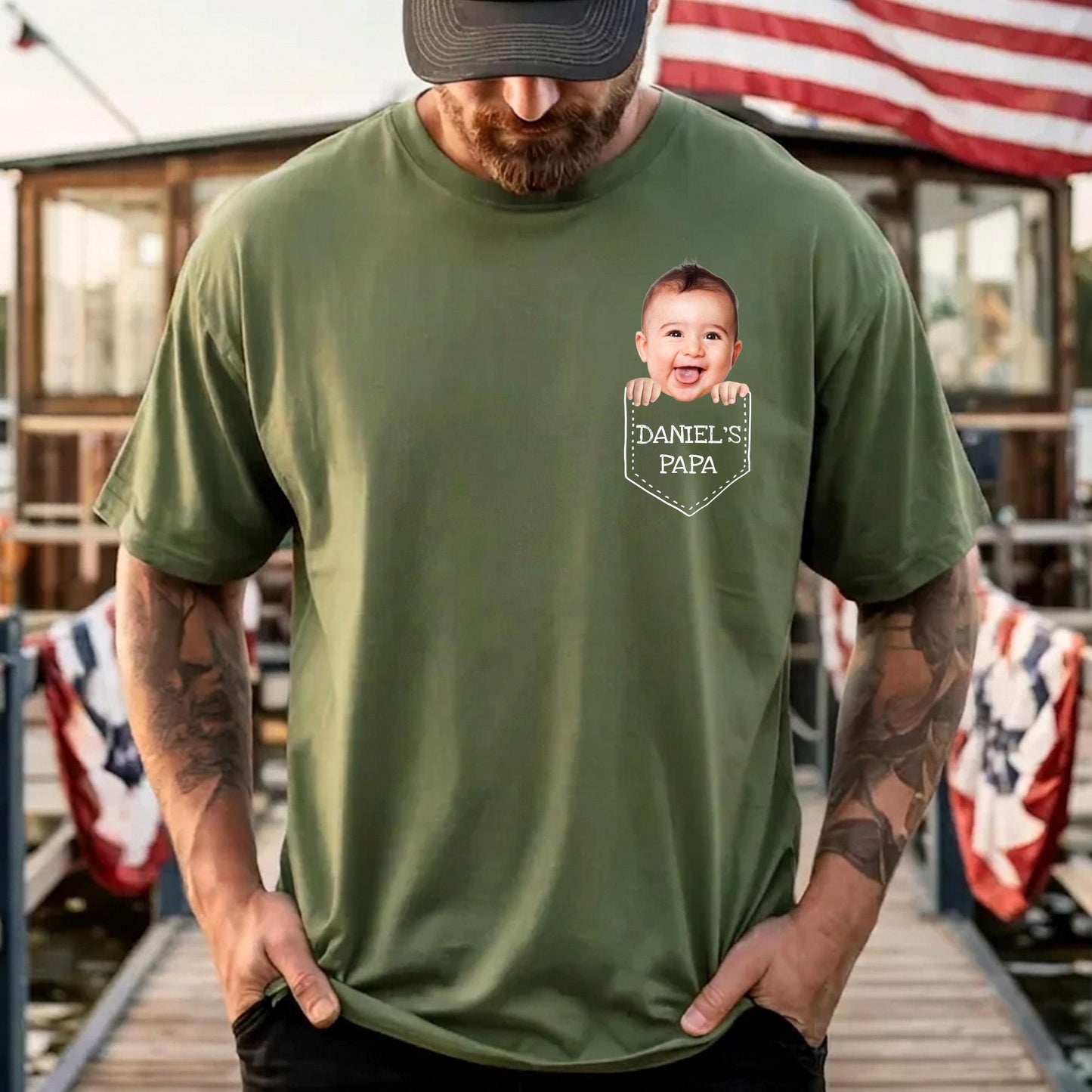 Custom Grandpa Photo Shirt, Baby Face Photo Shirt for Grandpa, Father's Day Shirt Gift from Grandkids, Funny Gift for New Grandparent