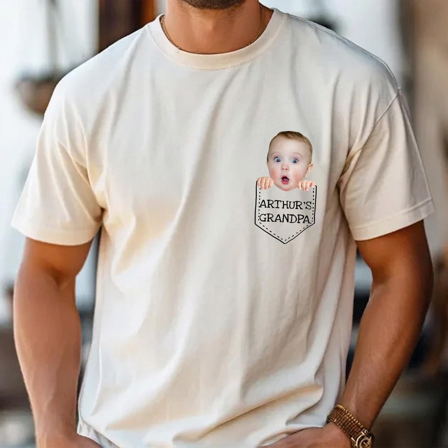 Custom Grandpa Photo Shirt, Baby Face Photo Shirt for Grandpa, Father's Day Shirt Gift from Grandkids, Funny Gift for New Grandparent