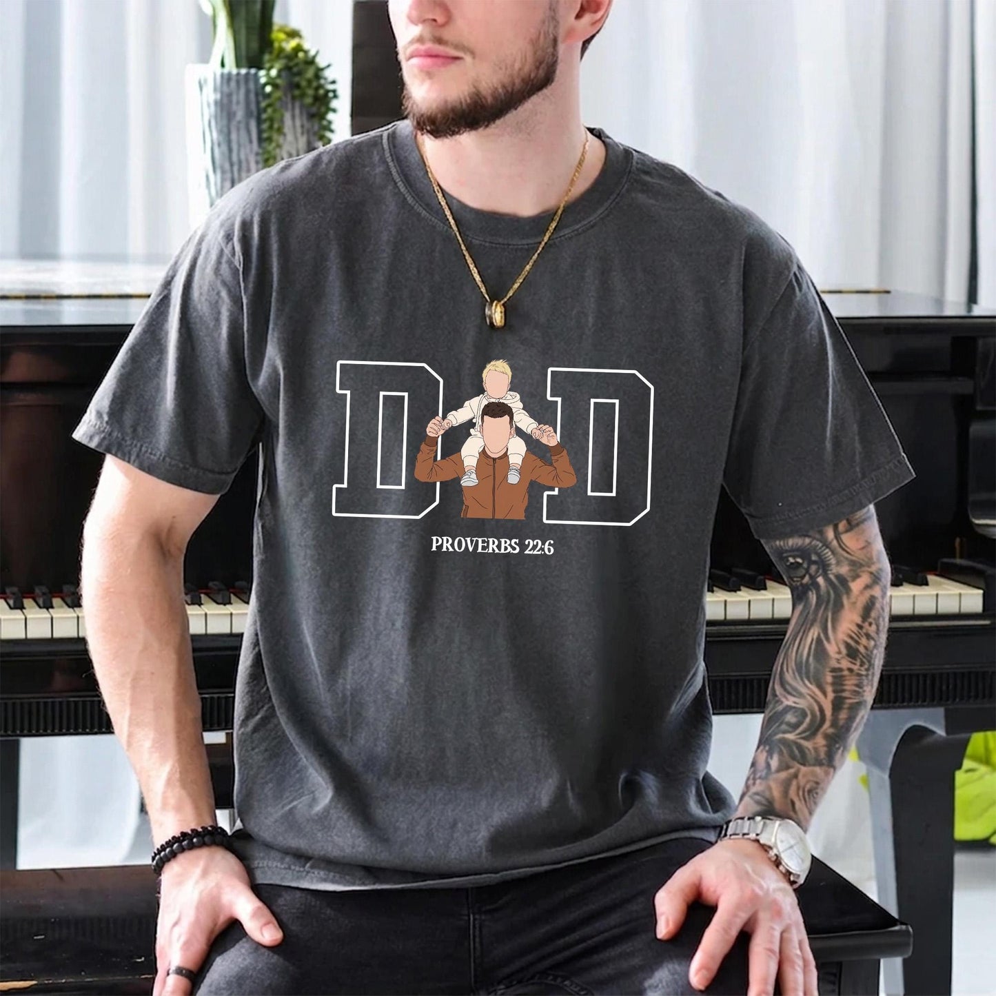 Custom Dad Shirt, Dad Portrait From Photo T-Shirt, Fathers Day Gift for Dad Christian, Dad Birthday Gift
