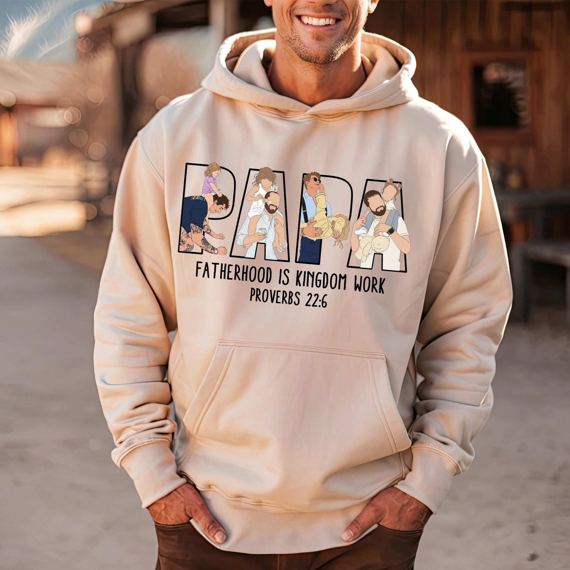 Personalized Papa Portrait Shirt, Custom Dad Christian Photo Shirt, Father's Day Shirt Gift for Husband