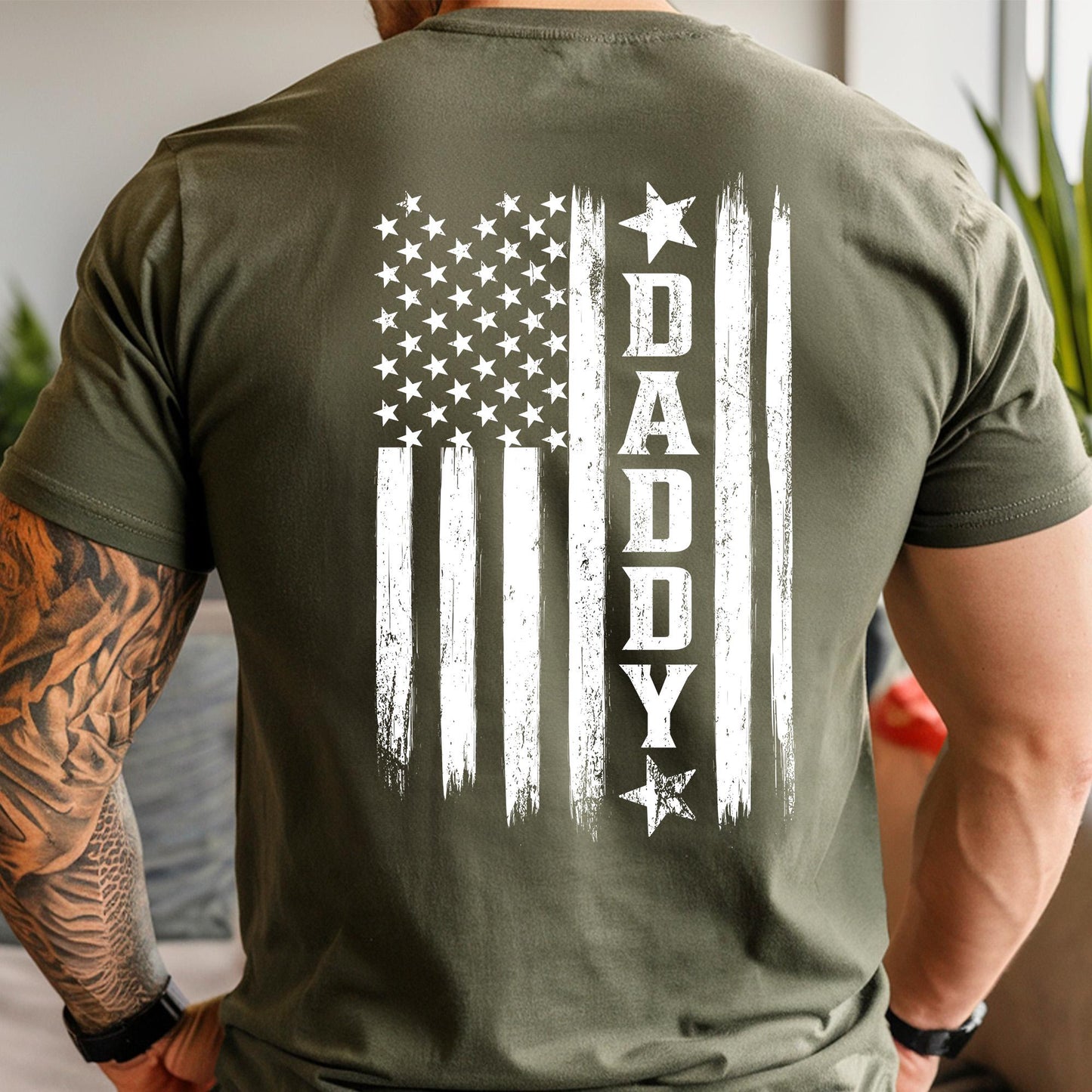 Personalized Daddy and Son America Shirt, Retro America Flag T-Shirt Gift for Husband, Father's Day Shirt Gift from Kid