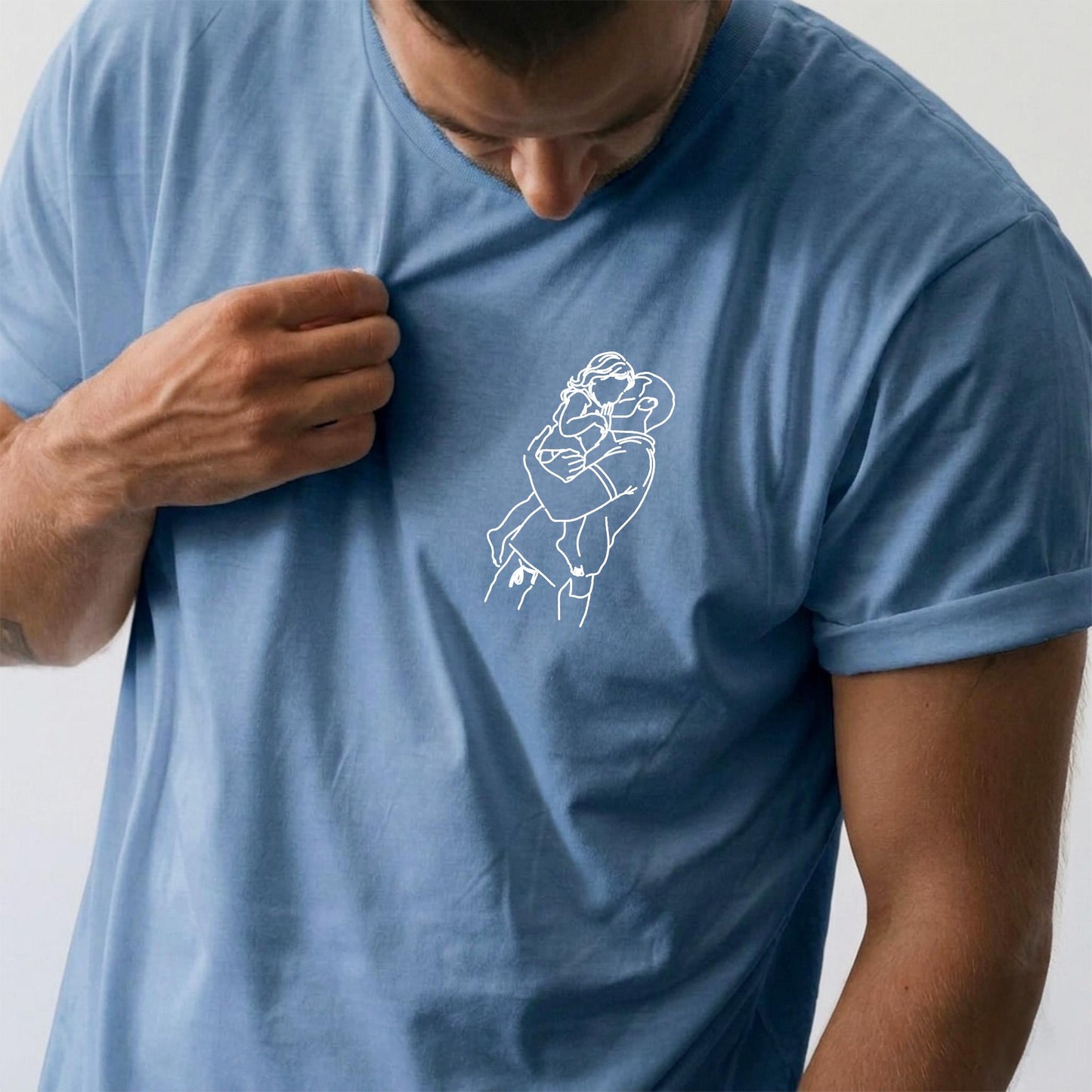 Custom Dad Shirt, Father's Day Shirt Gift for Husband, Custom Photo Outline Gift for Dad, New Dad T-Shirt