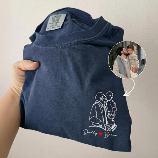Custom Dad Shirt, Father's Day Shirt Gift for Husband, Custom Photo Outline Gift for Dad, New Dad T-Shirt