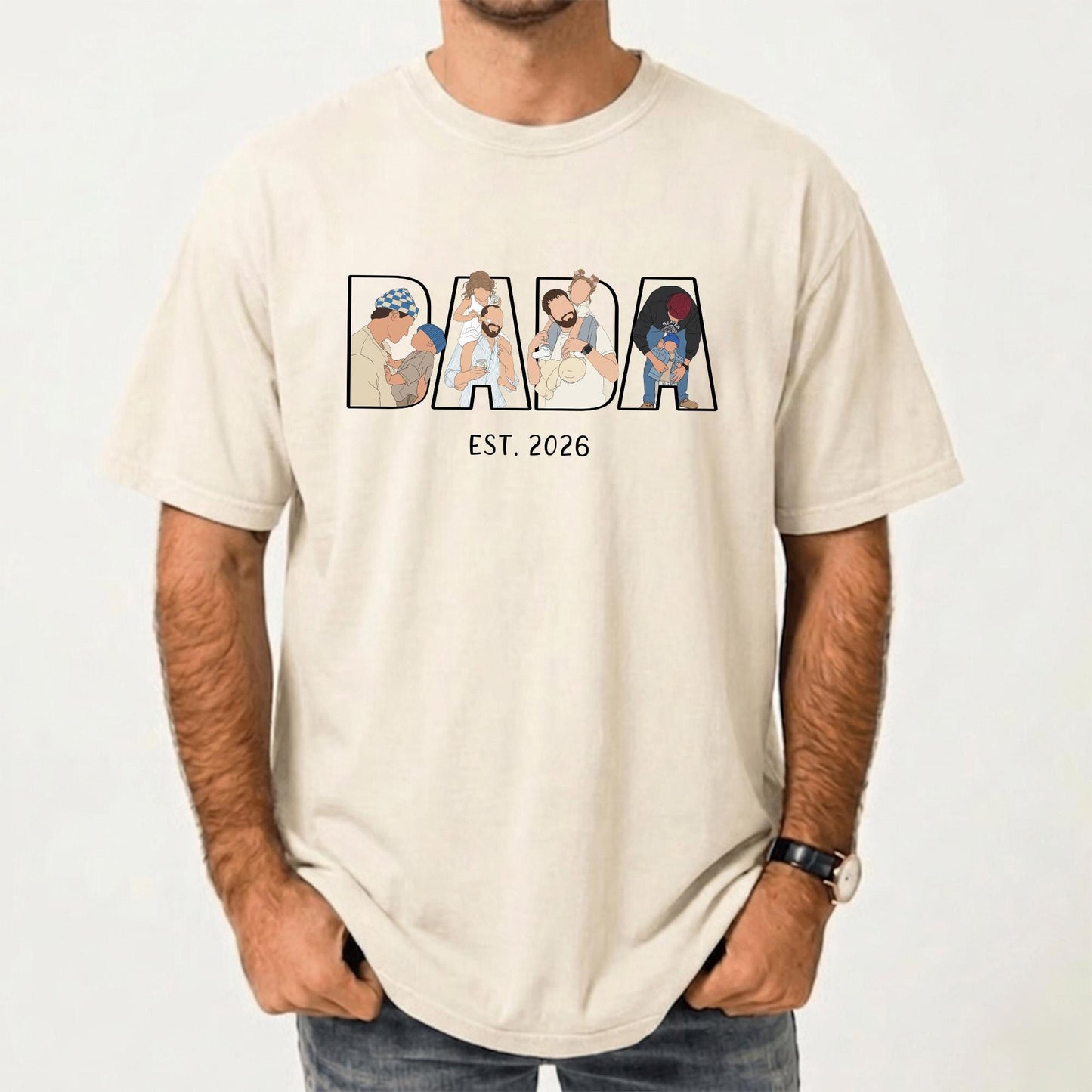 Personalized Dad Portrait Shirt, Personalized Dada Portrait T-Shirt, Father's Day Gift for Husband, New Dad Gift