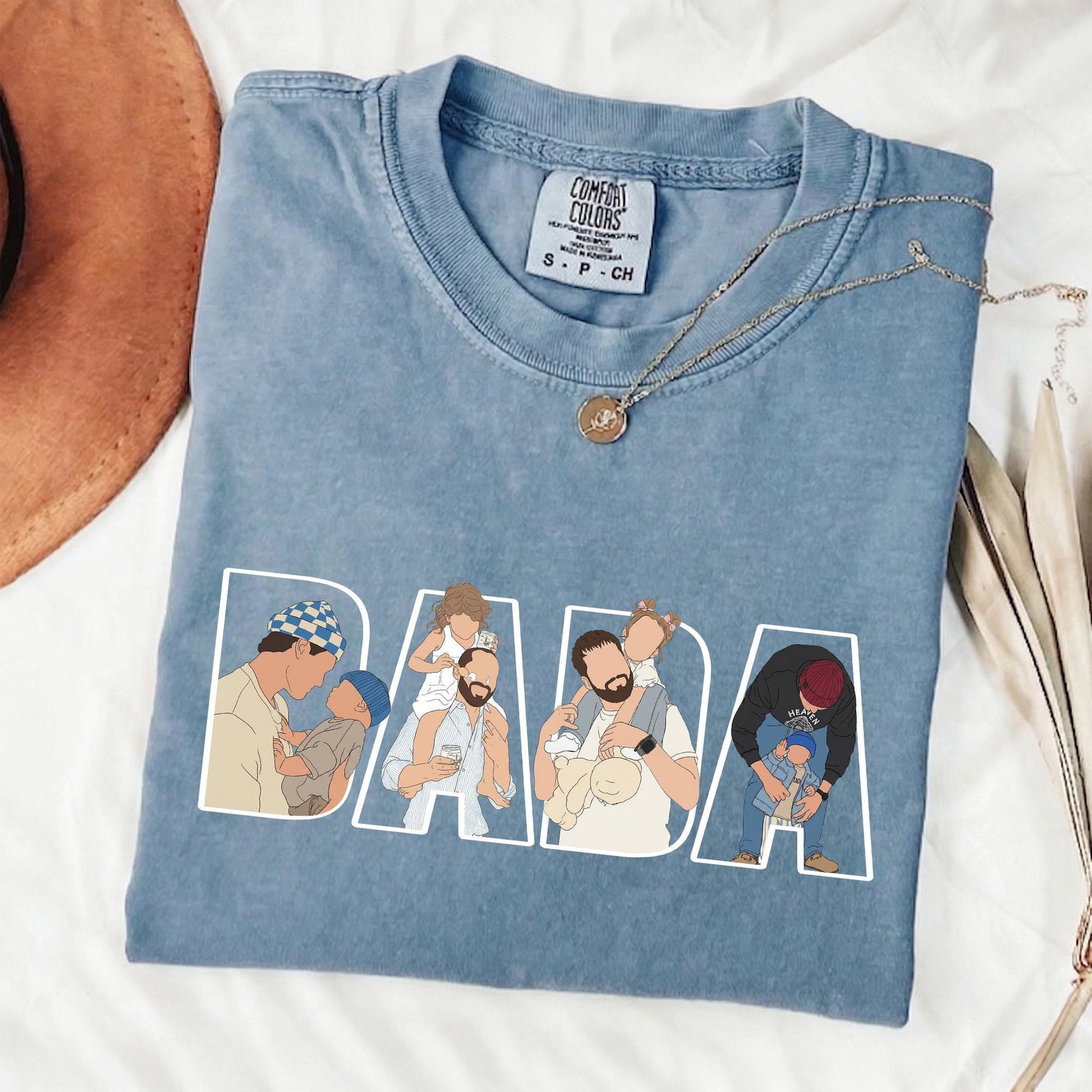 Personalized Dad Portrait Shirt, Personalized Dada Portrait T-Shirt, Father's Day Gift for Husband, New Dad Gift