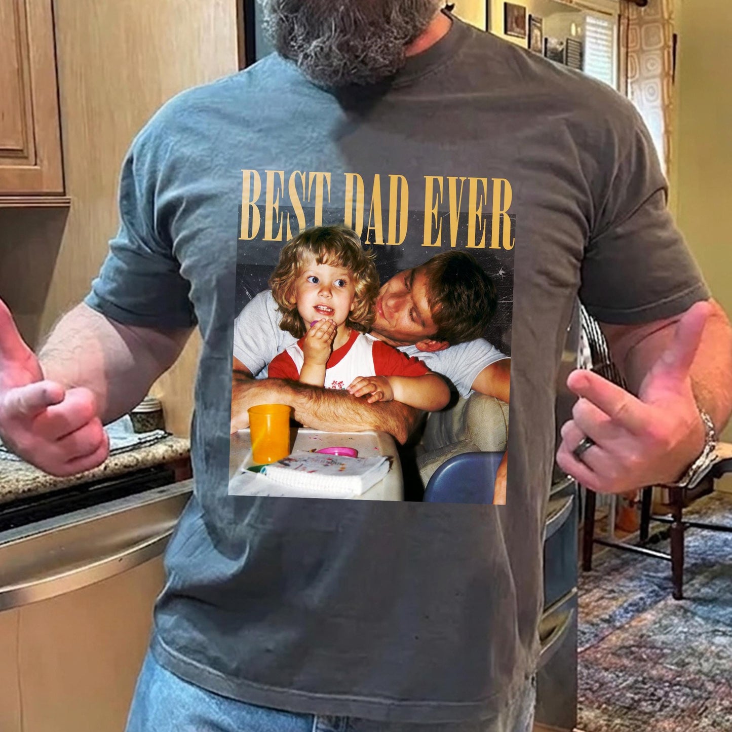 Personalized Dad Photo Shirt, Custom Dad and Son Photo T-Shirt, Father's Day Gift from Kid, Dad Birthday Gift