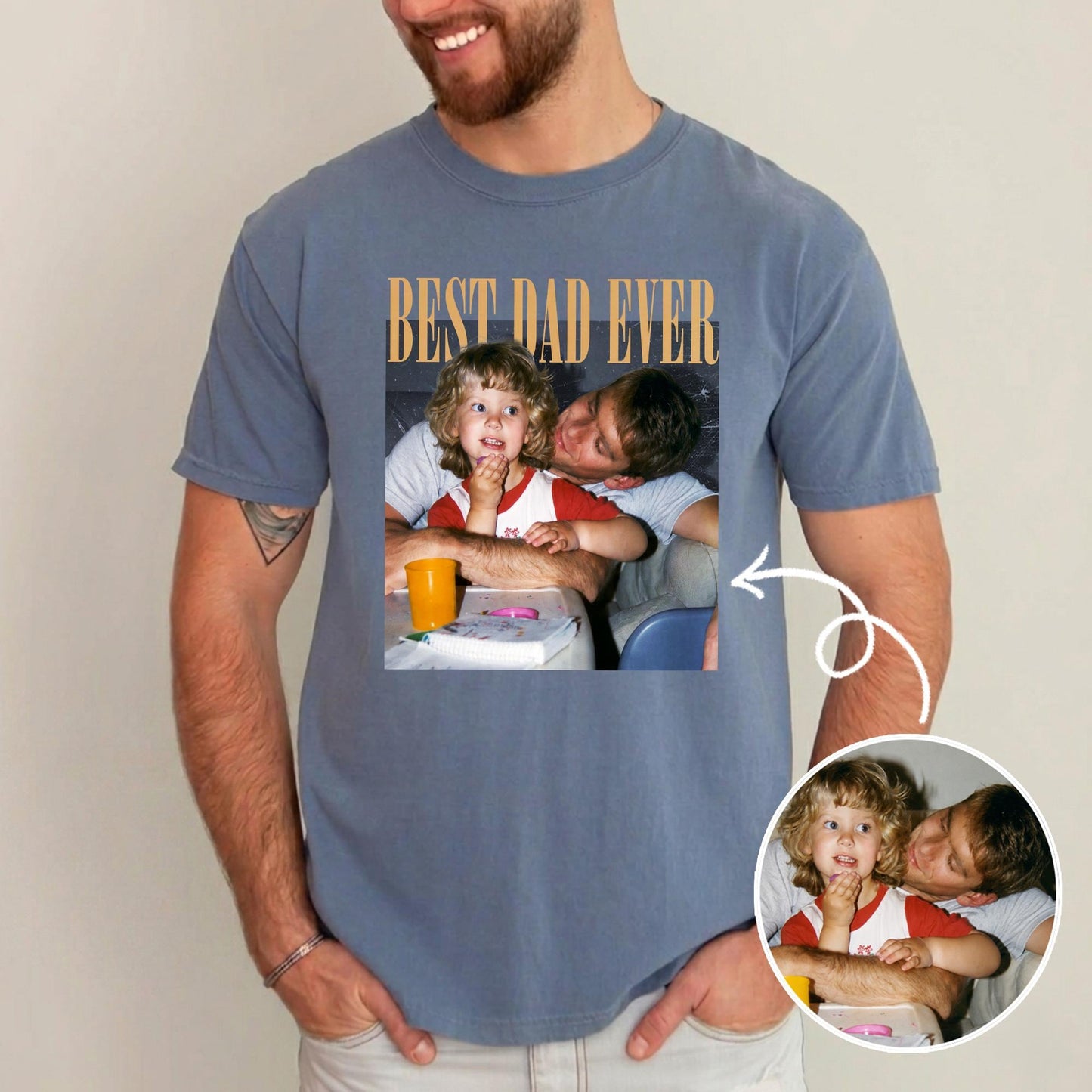 Personalized Dad Photo Shirt, Custom Dad and Son Photo T-Shirt, Father's Day Gift from Kid, Dad Birthday Gift