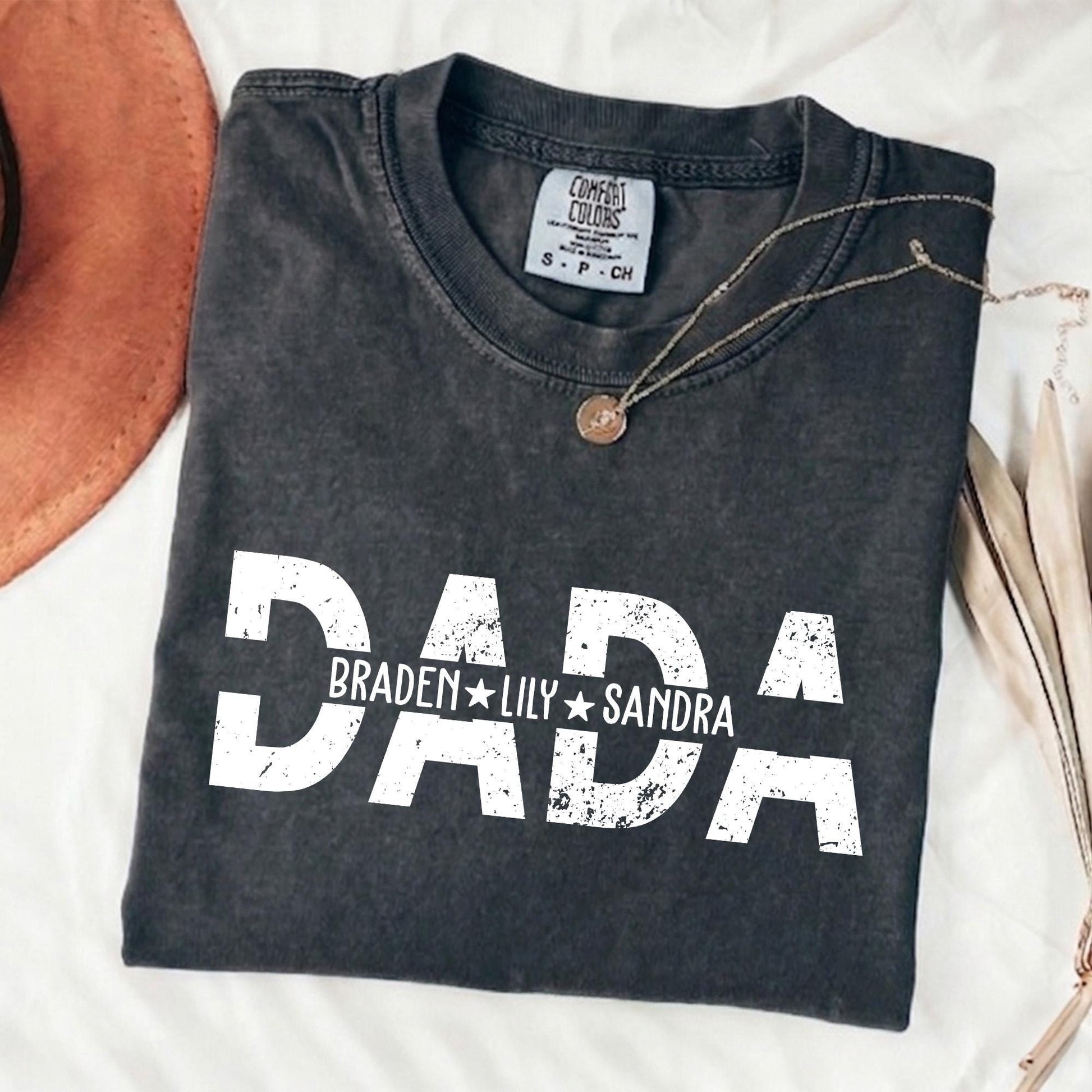 Personalized Dad Shirt With Kids Names, Father's Day Shirt Gift from Daughter and Son