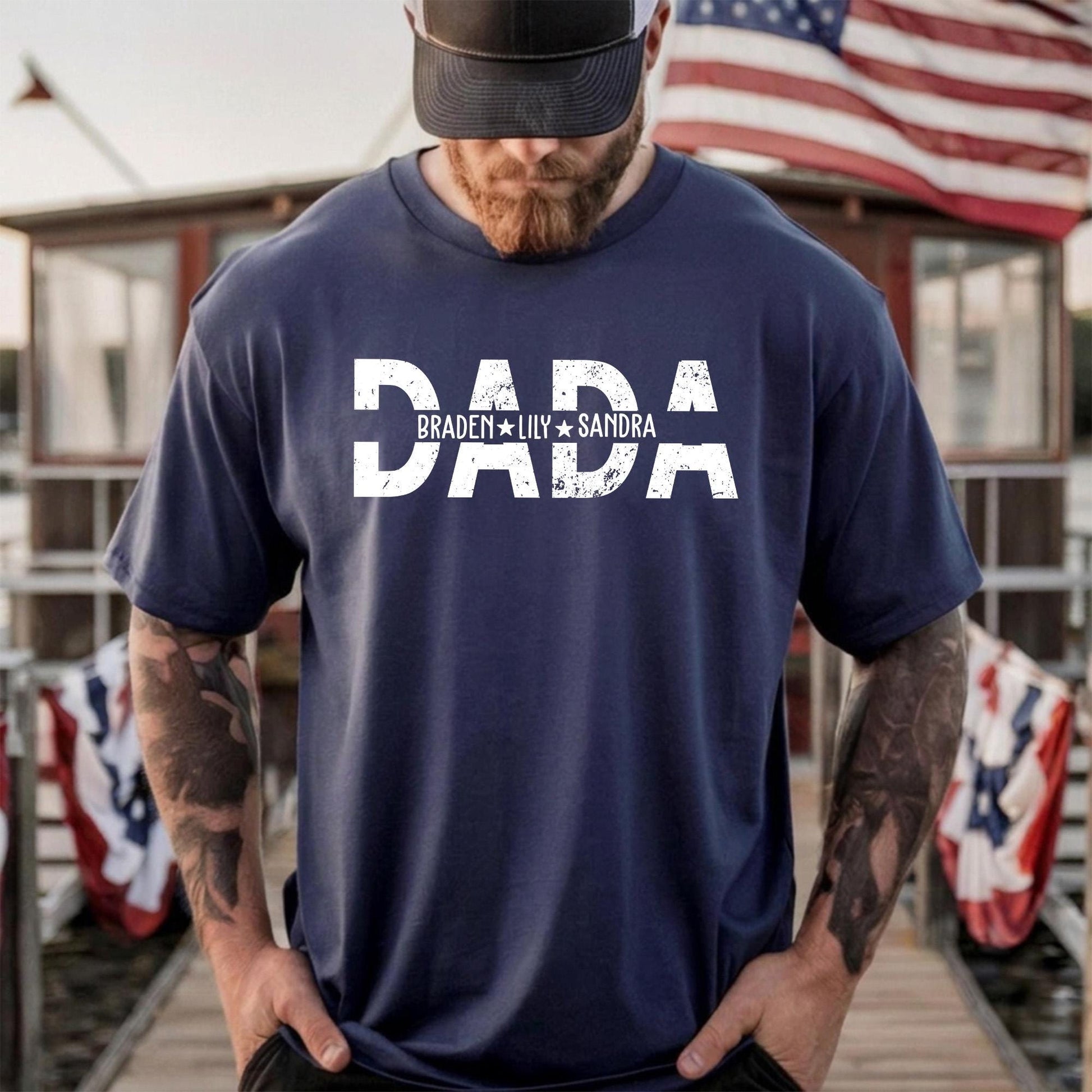 Personalized Dad Shirt With Kids Names, Father's Day Shirt Gift from Daughter and Son