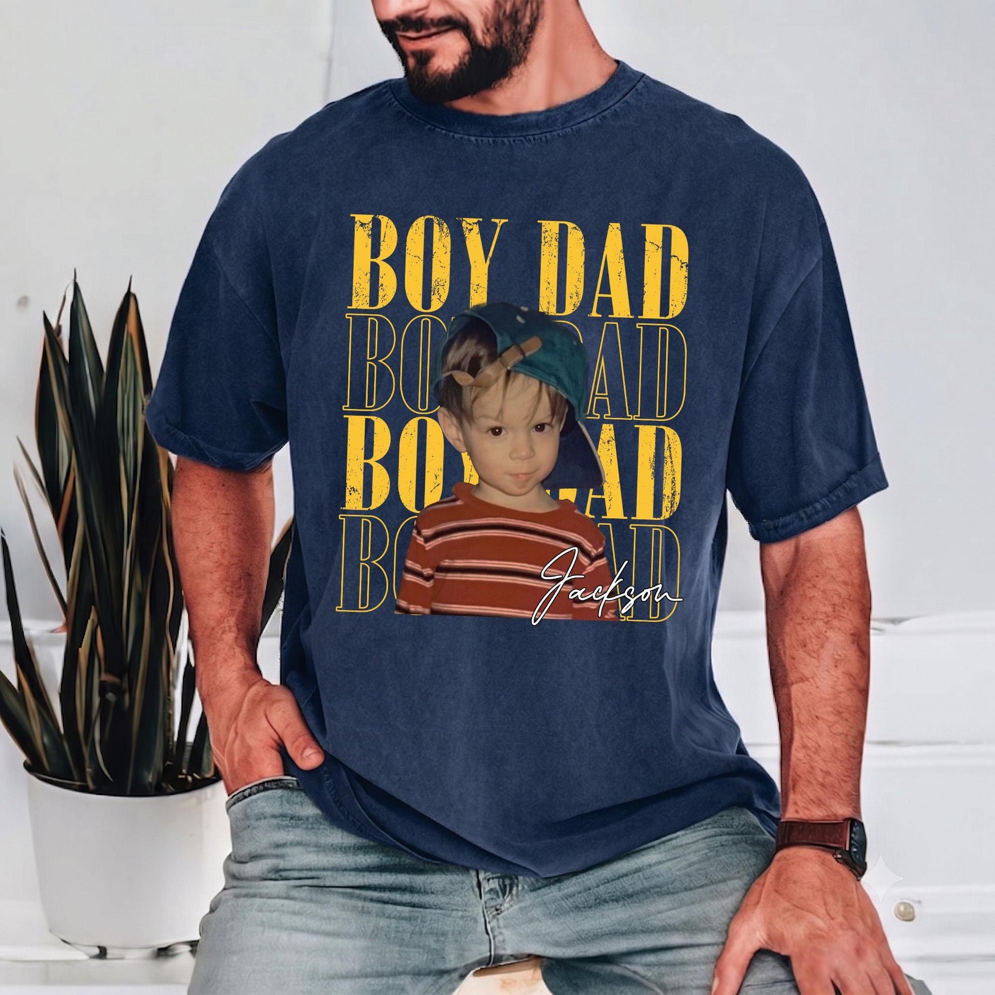 Custom Photo Dad Shirt, Custom Kid Photo Shirt Gift for Dad, Father's Day Gift from Kids, Retro Best Dad Ever T-Shirt