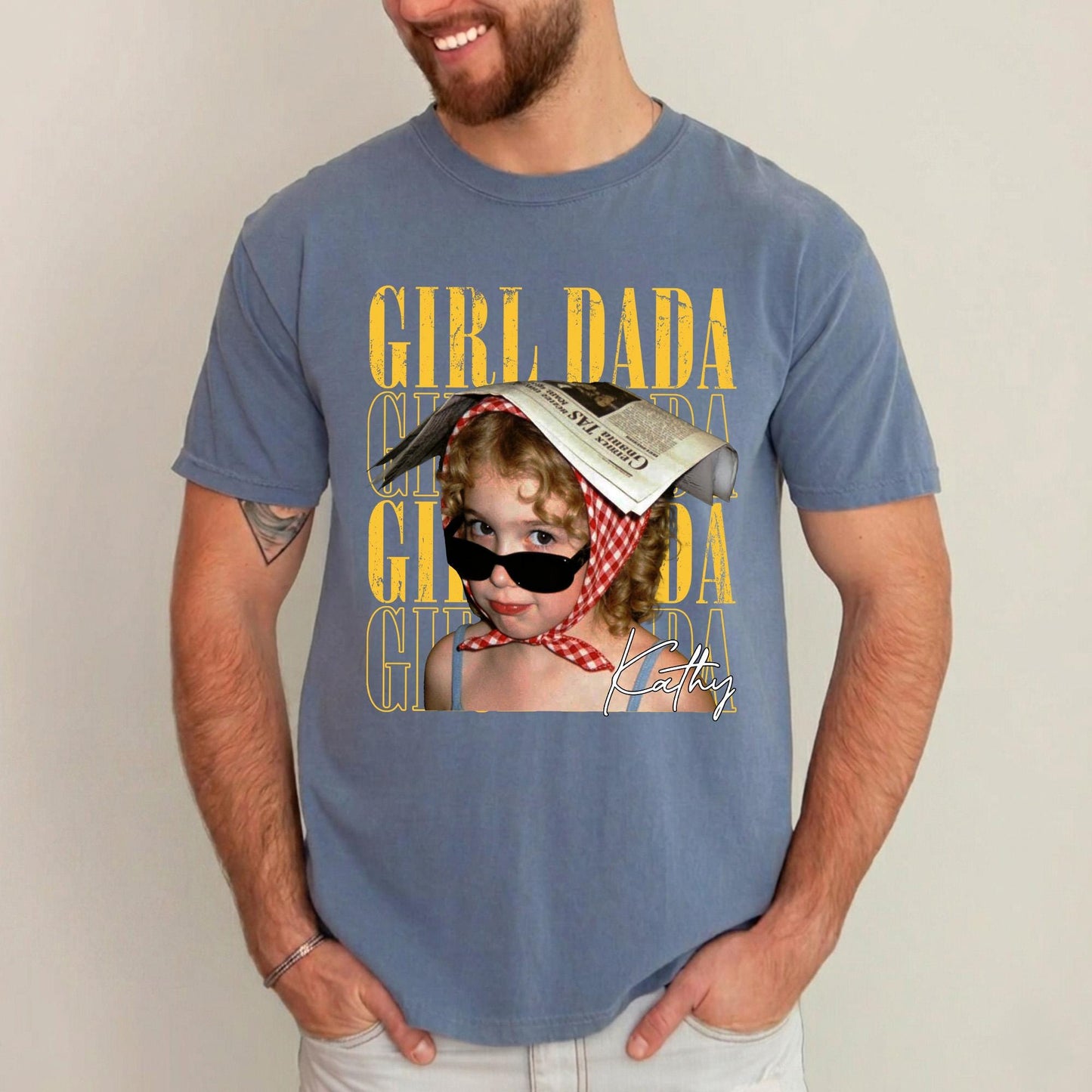 Custom Photo Dad Shirt, Custom Kid Photo Shirt Gift for Dad, Father's Day Gift from Kids, Retro Best Dad Ever T-Shirt