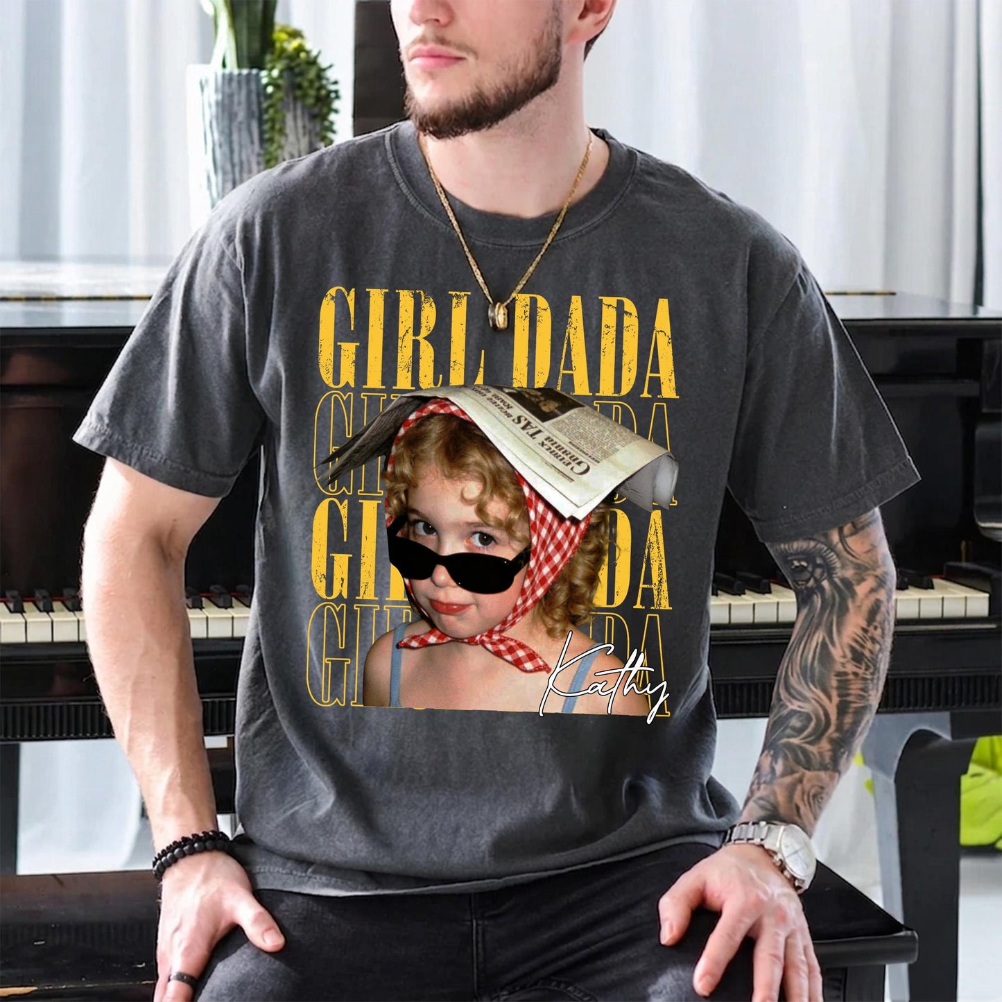 Custom Photo Dad Shirt, Custom Kid Photo Shirt Gift for Dad, Father's Day Gift from Kids, Retro Best Dad Ever T-Shirt