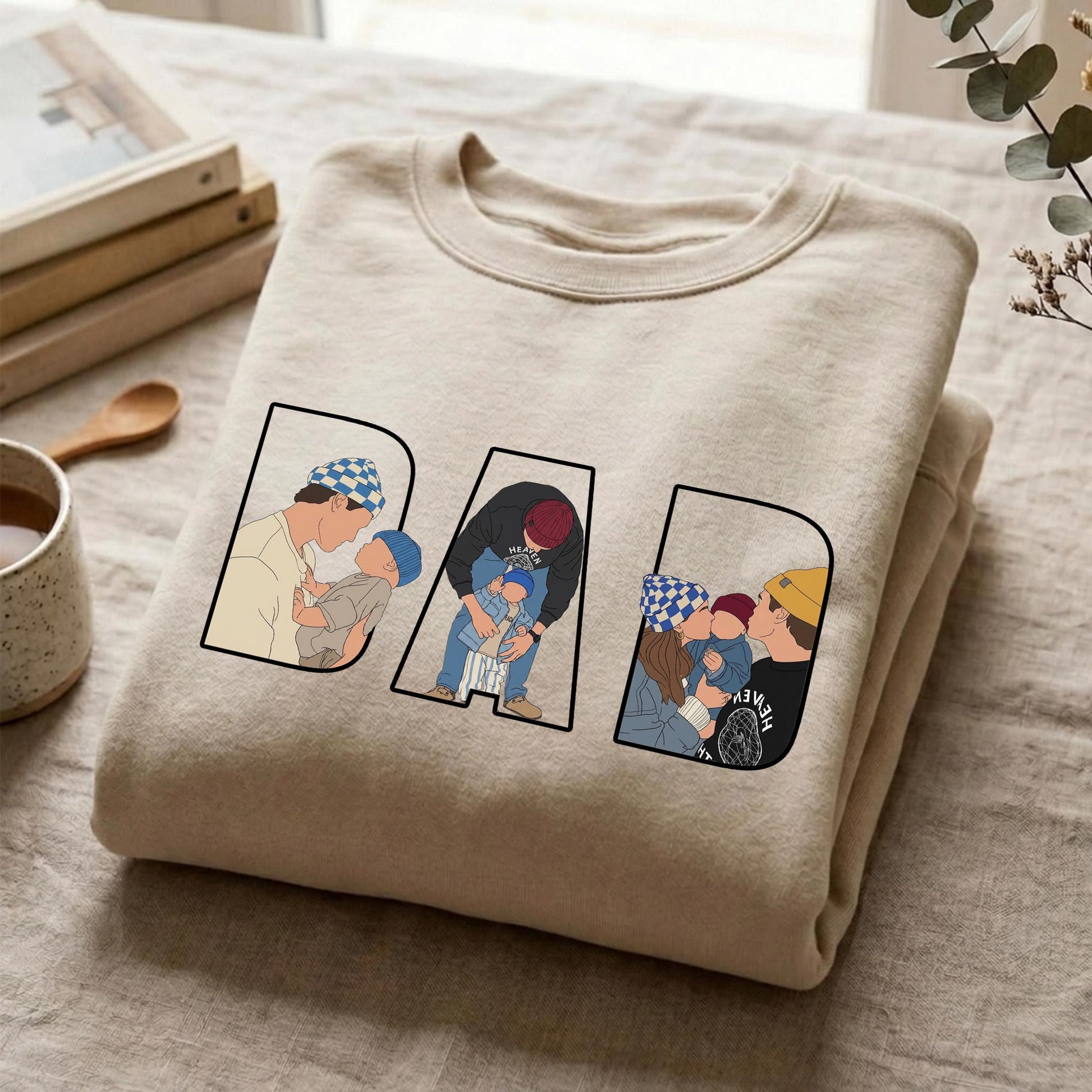 Personalized Dad Portrait Shirt, Custom Photo Dad T-Shirt, Father's Day Shirt Gift for Daddy, New Parent Gifts