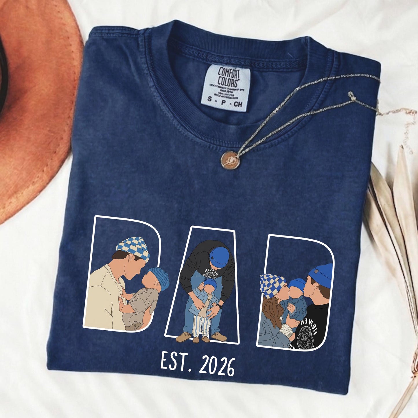 Personalized Dad Portrait Shirt, Custom Photo Dad T-Shirt, Father's Day Shirt Gift for Daddy, New Parent Gifts