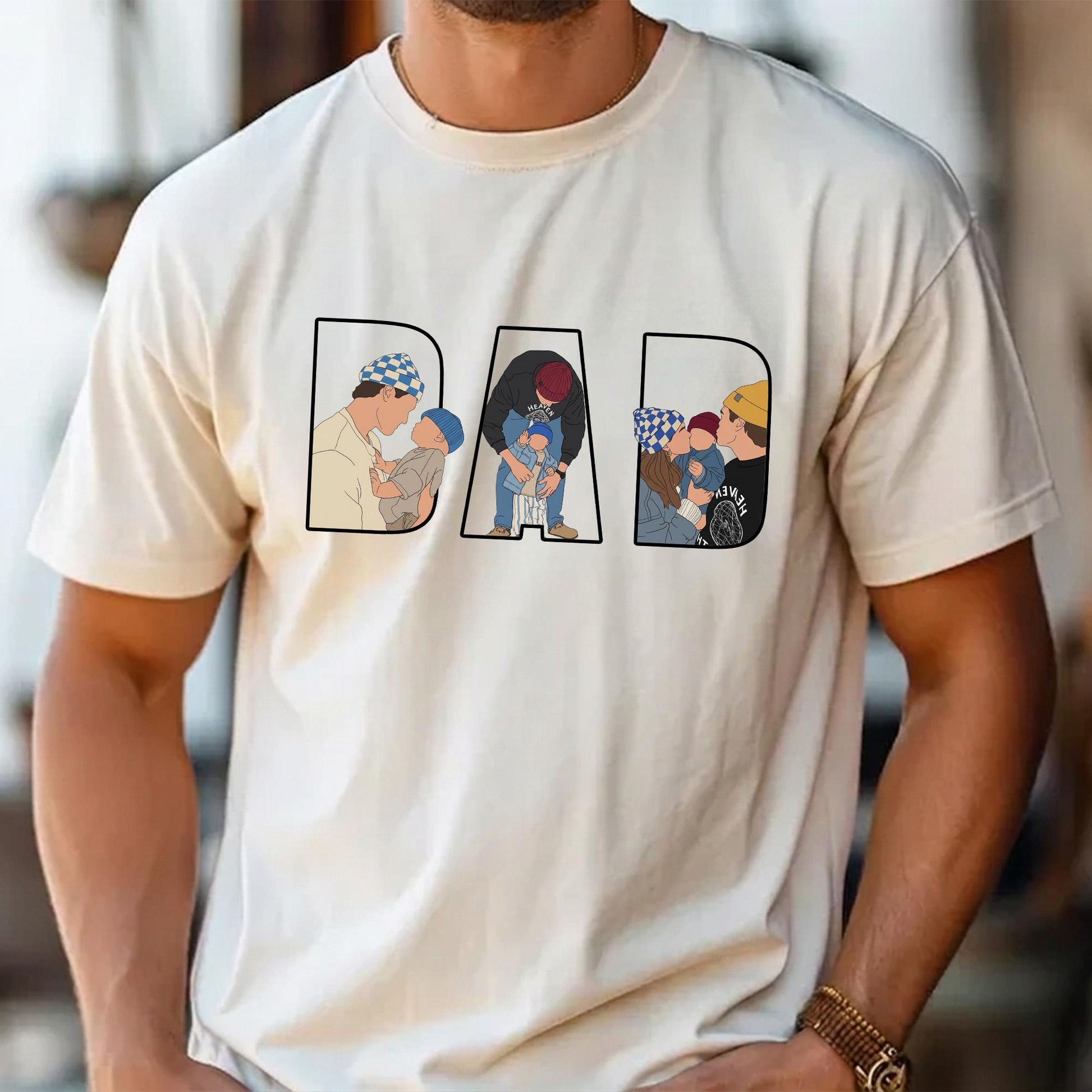 Personalized Dad Portrait Shirt, Custom Photo Dad T-Shirt, Father's Day Shirt Gift for Daddy, New Parent Gifts