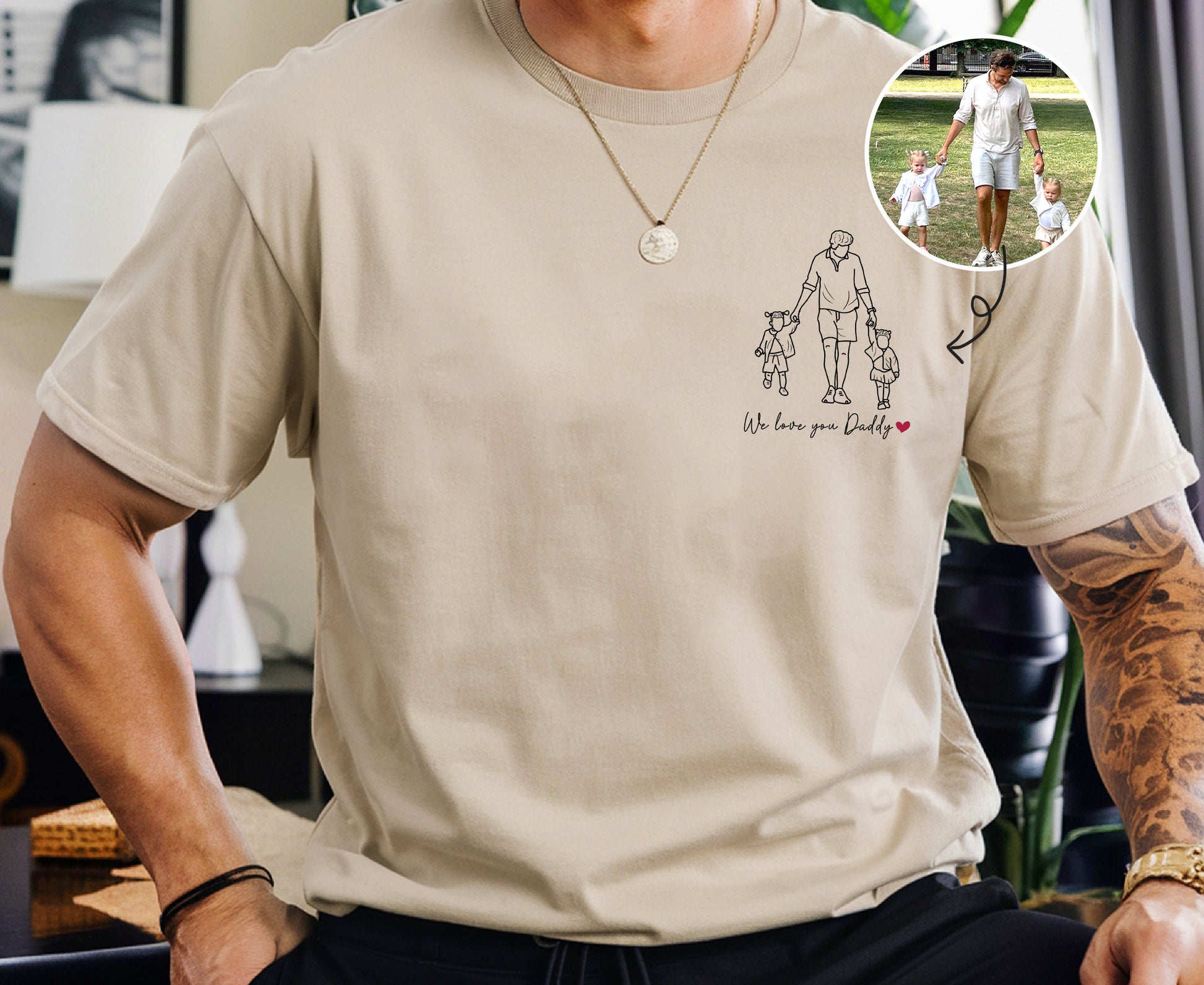 Custom Photo Dad T-Shirt, Personalized Portrait Father's Day Gift