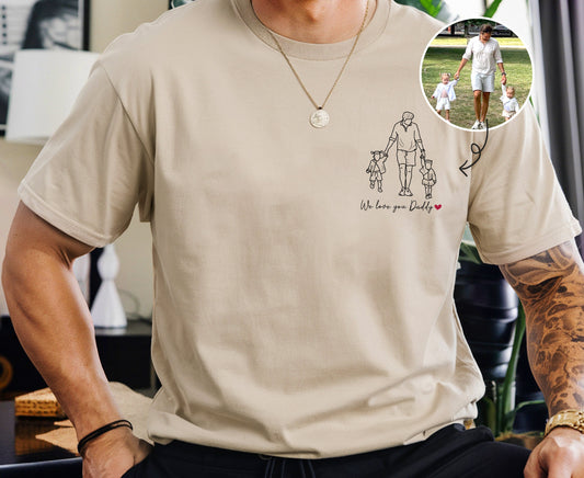 Custom Photo Dad T-Shirt, Personalized Portrait Father's Day Gift