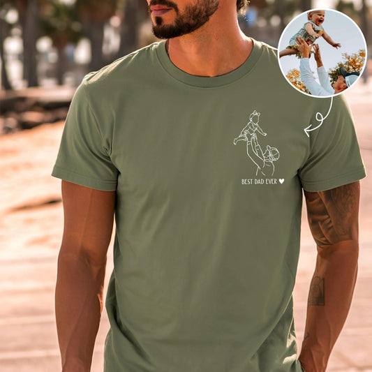 Personalized Dad Portrait Shirt, Father's Day Shirt Gift for New Dad, Best Dad Ever Shirt, Dads Birthday Gift from Baby