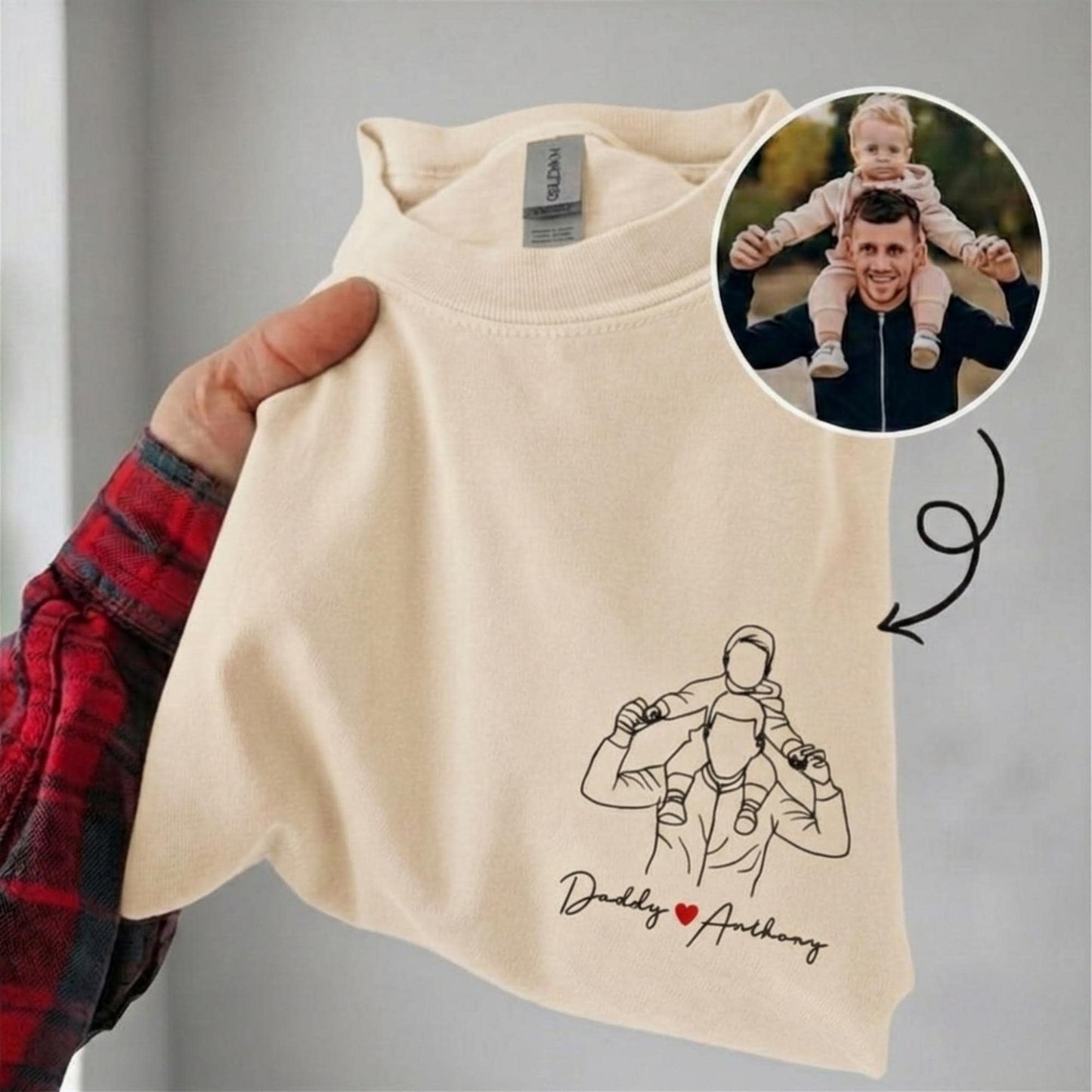Personalized Dad Shirt, Custom Dad Portrait From Photo Shirt, Father's Day Shirt Gift for Husband, Dad Birthday Gift from Baby