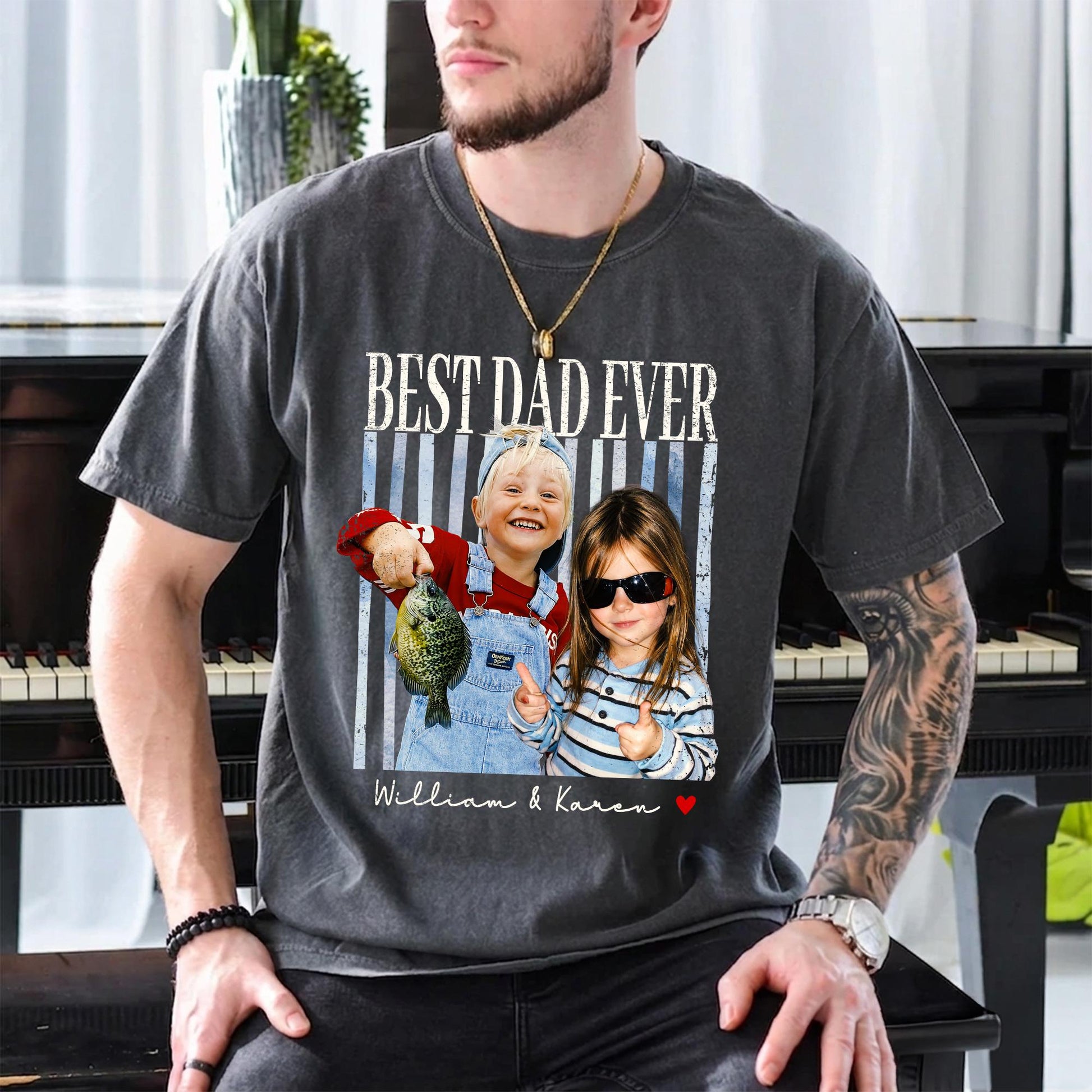 Custom Papa Photo Shirt, Fathers Day Shirt with Kids, Funny Dad Shirt, Best Dad Ever Shirt, New Dad Gift