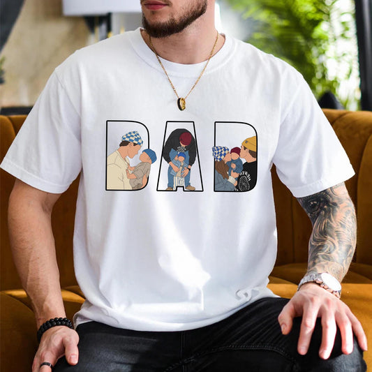 Personalized Dad Portrait Shirt, Dad Shirt With Photo, Father's Day Gift for New Dad, Dads Est Shirt