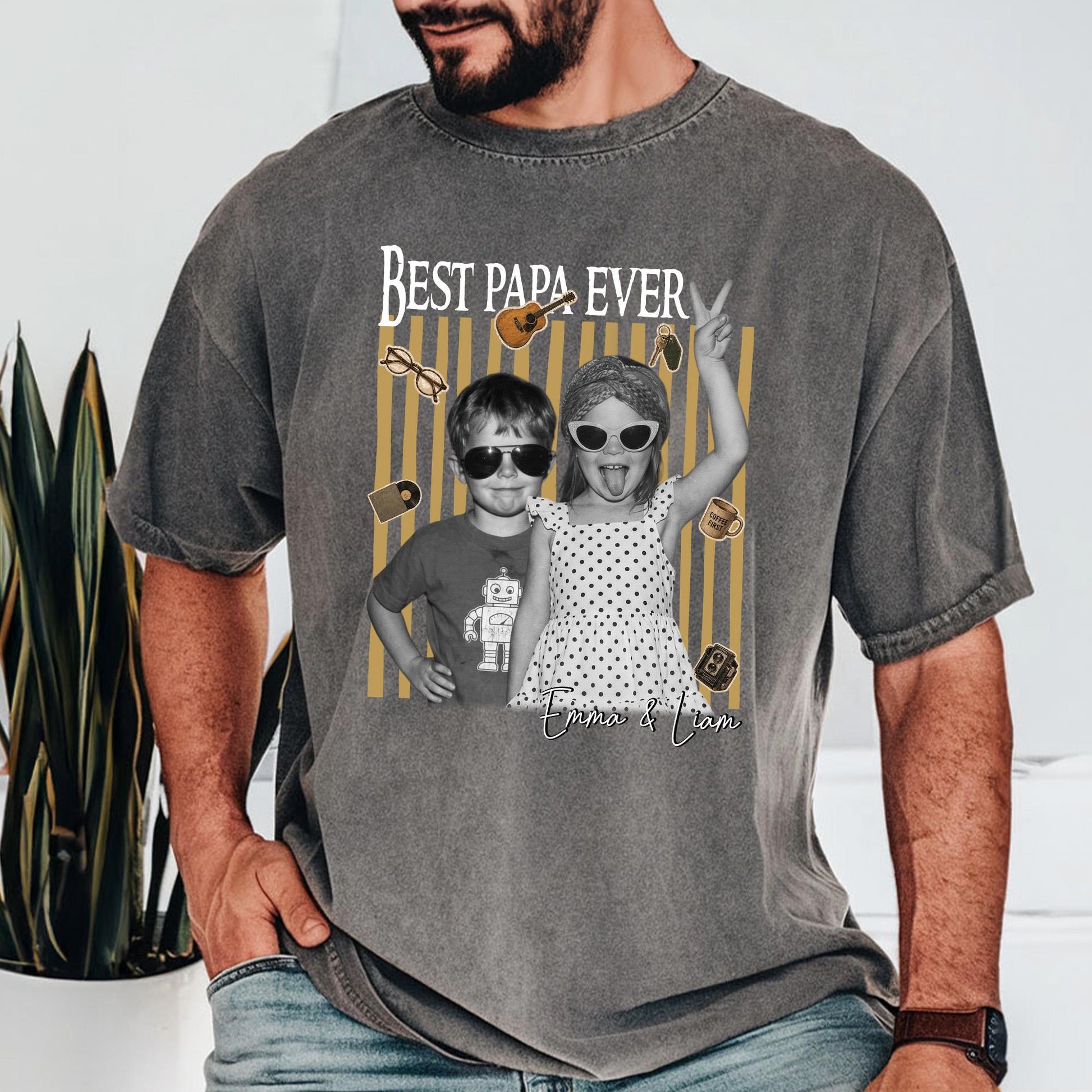 Custom Dad Shirt with Kids Photo, Fathers Day Shirts Gifts for Dad, Grandparent Gift