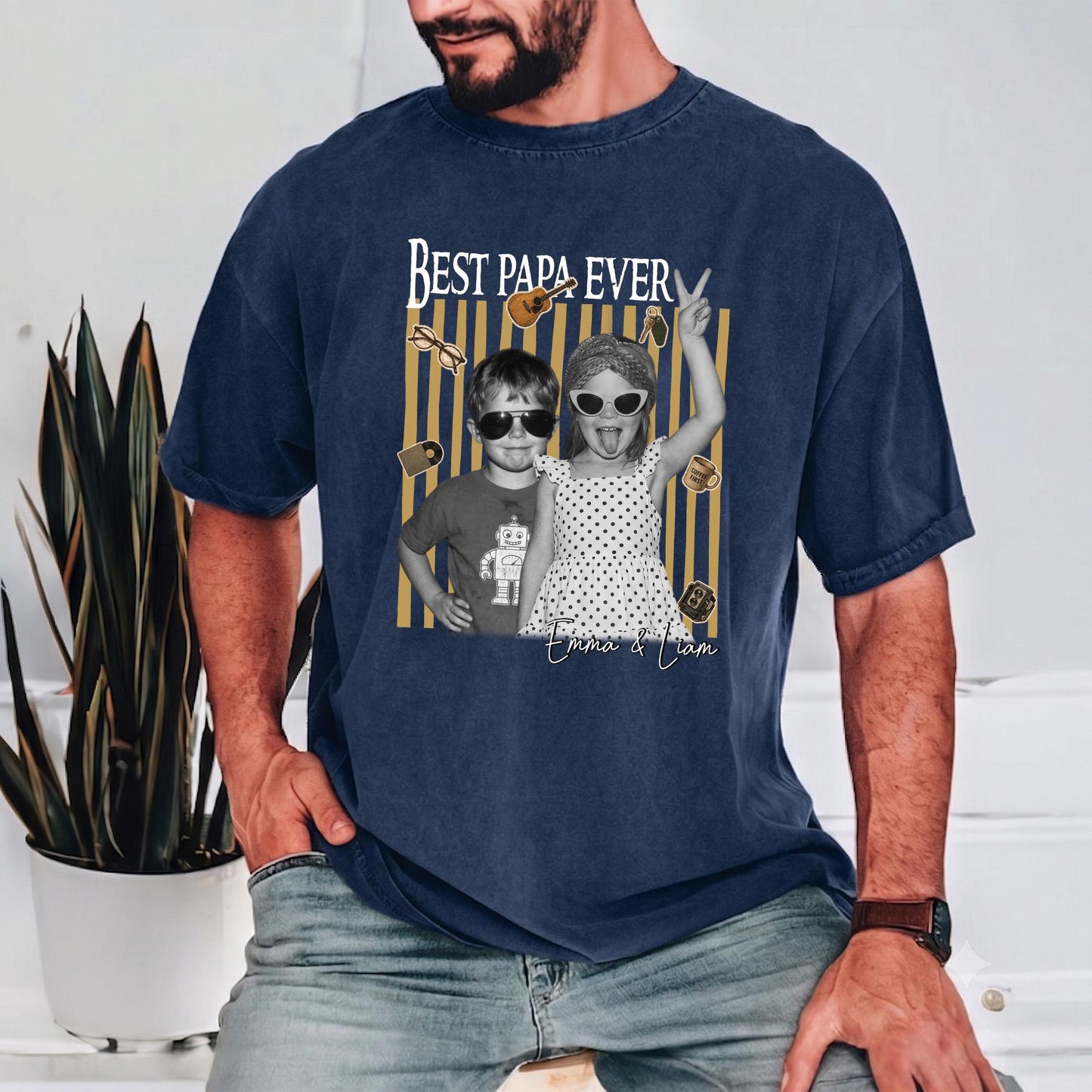 Custom Dad Shirt with Kids Photo, Fathers Day Shirts Gifts for Dad, Grandparent Gift