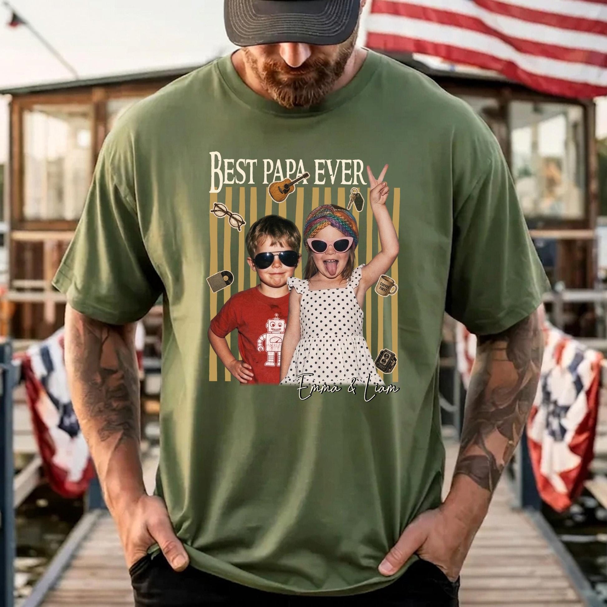 Custom Dad Shirt with Kids Photo, Fathers Day Shirts Gifts for Dad, Grandparent Gift