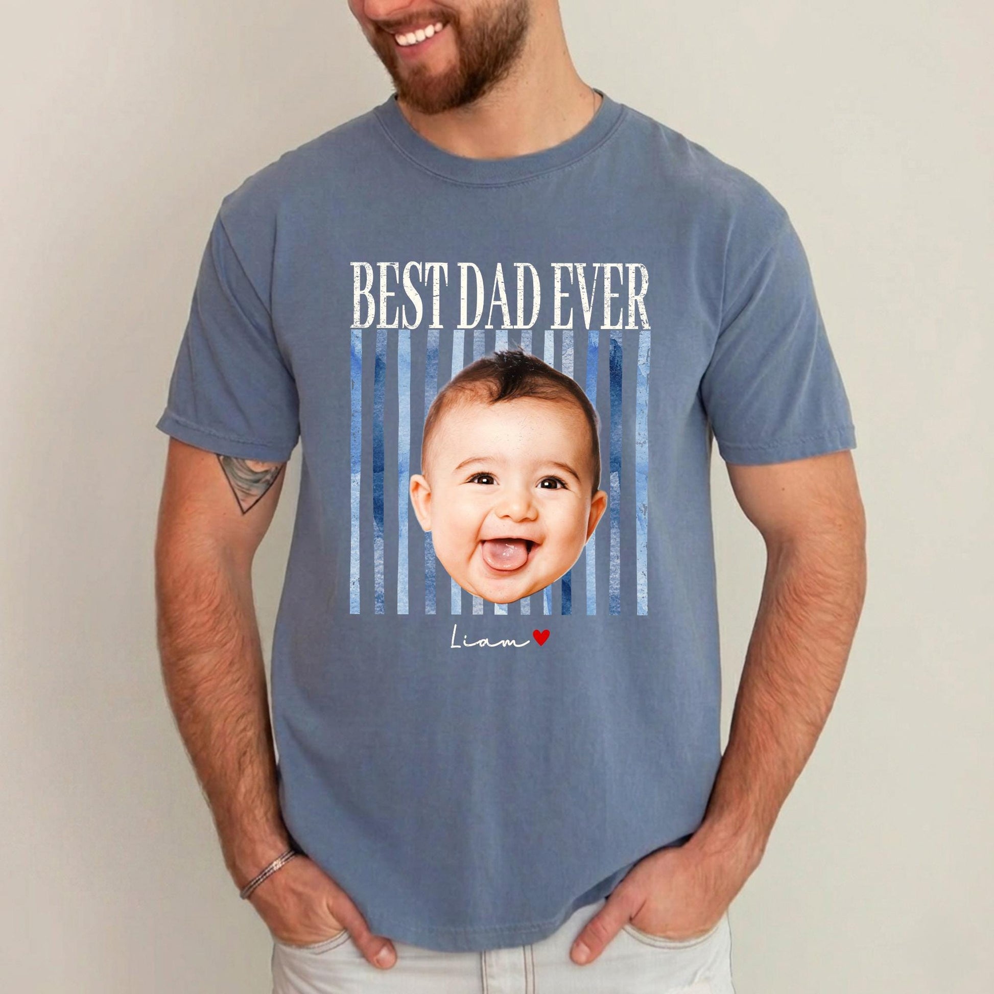 Custom New Dad Shirt, Photo Vintage First Fathers Day Shirt, Gift for First Time Dad