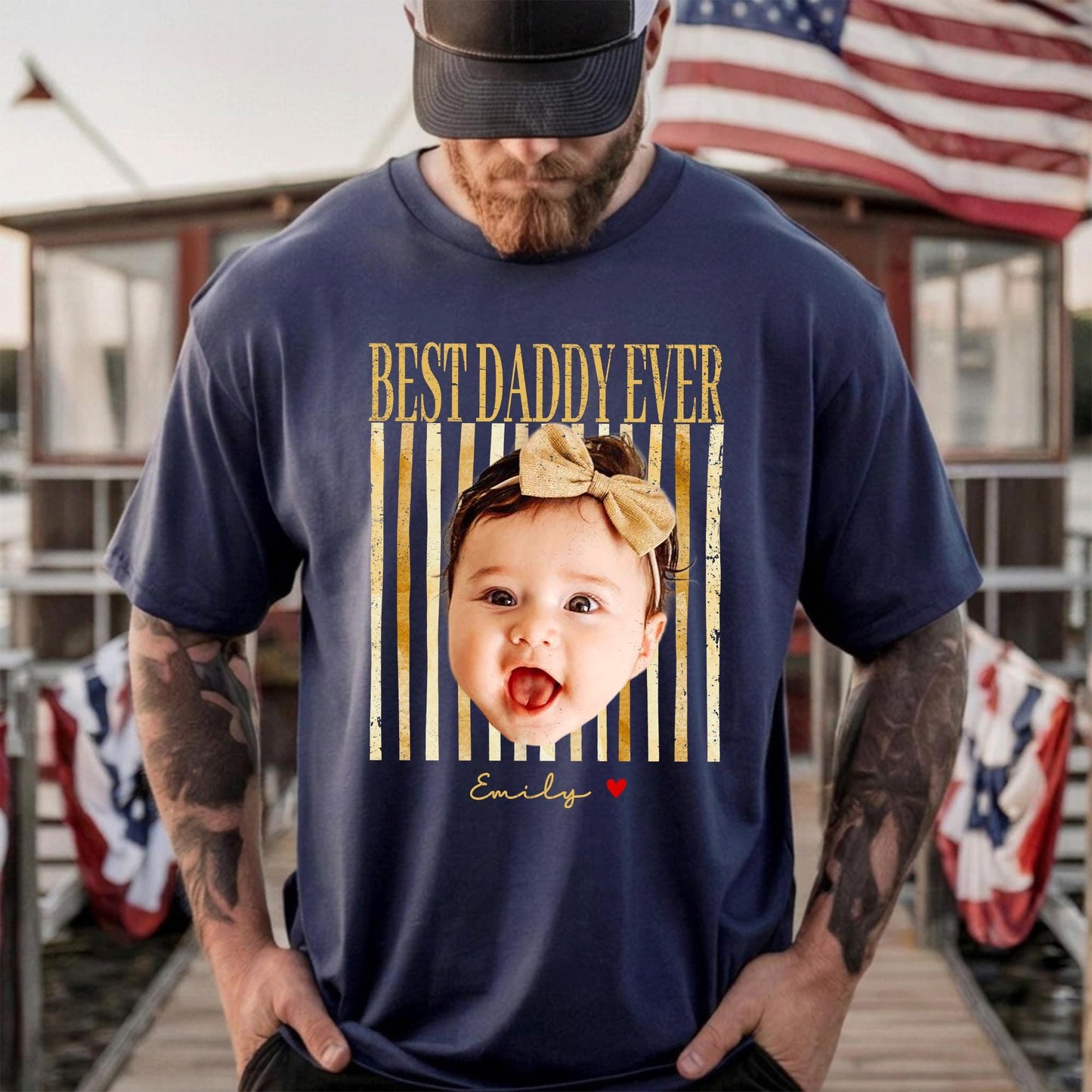 Custom New Dad Shirt, Photo Vintage First Fathers Day Shirt, Gift for First Time Dad