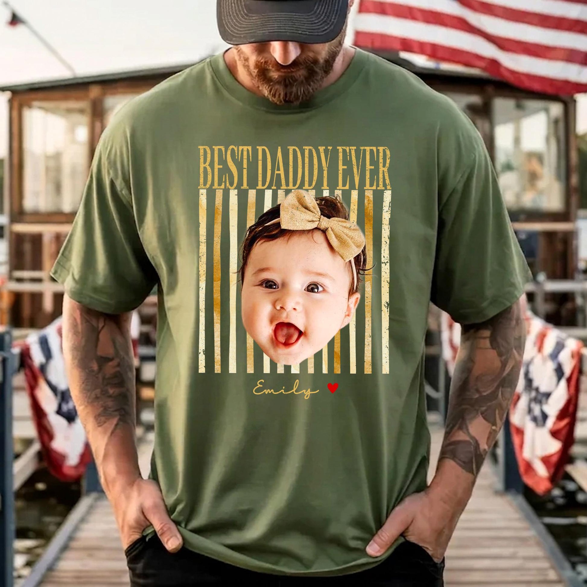 Custom New Dad Shirt, Photo Vintage First Fathers Day Shirt, Gift for First Time Dad