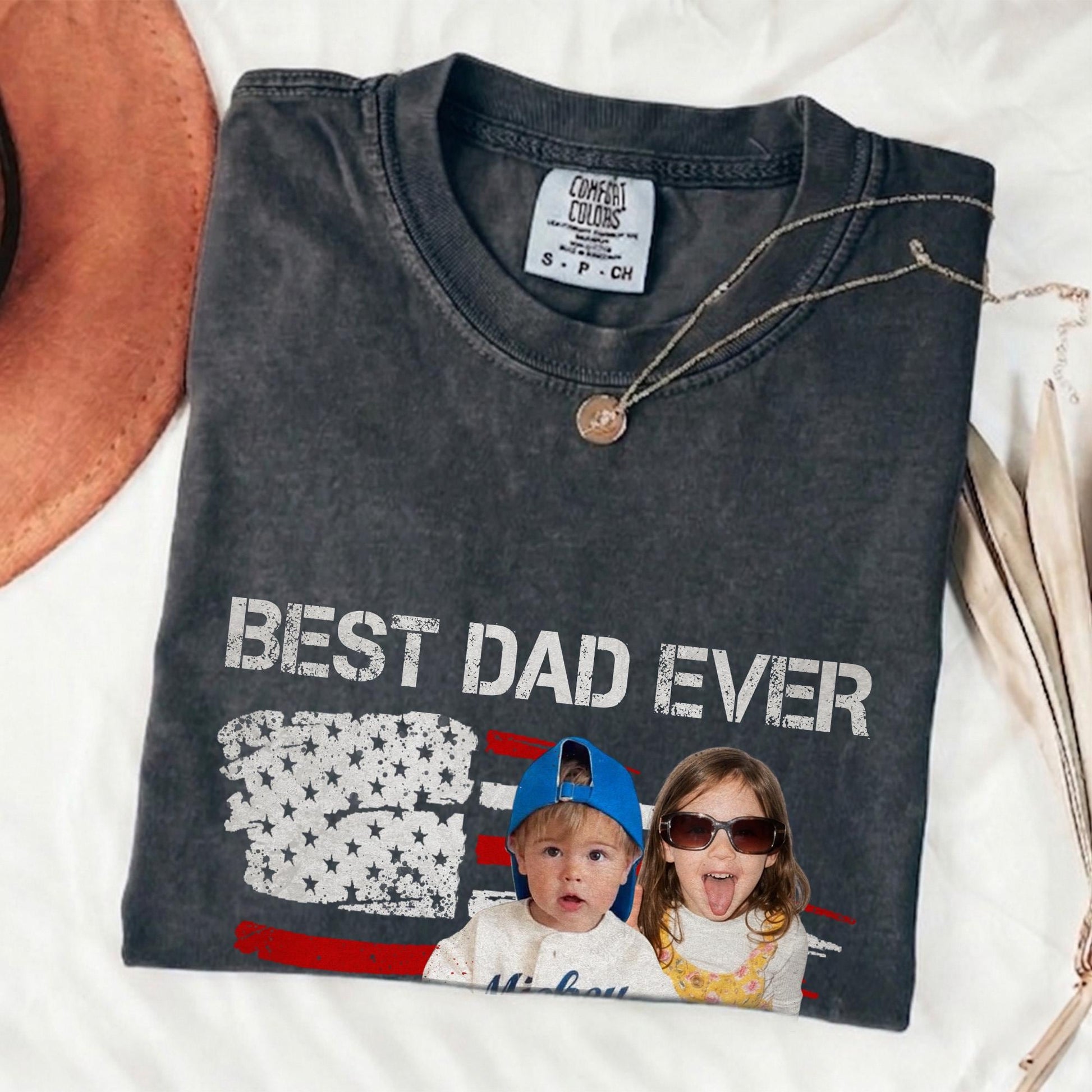 Custom Dad Photo Shirt, Fathers Day Shirts Gifts for Dad, USA Flag 4th of July Shirt