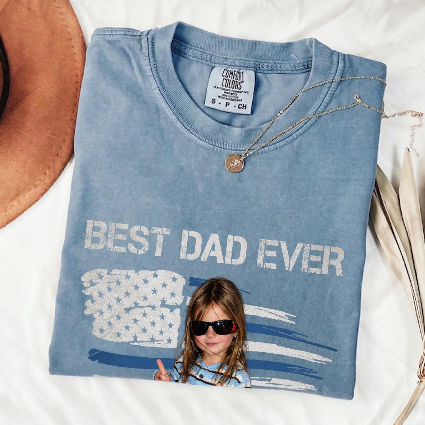 Custom Dad Photo Shirt, Fathers Day Shirts Gifts for Dad, USA Flag 4th of July Shirt