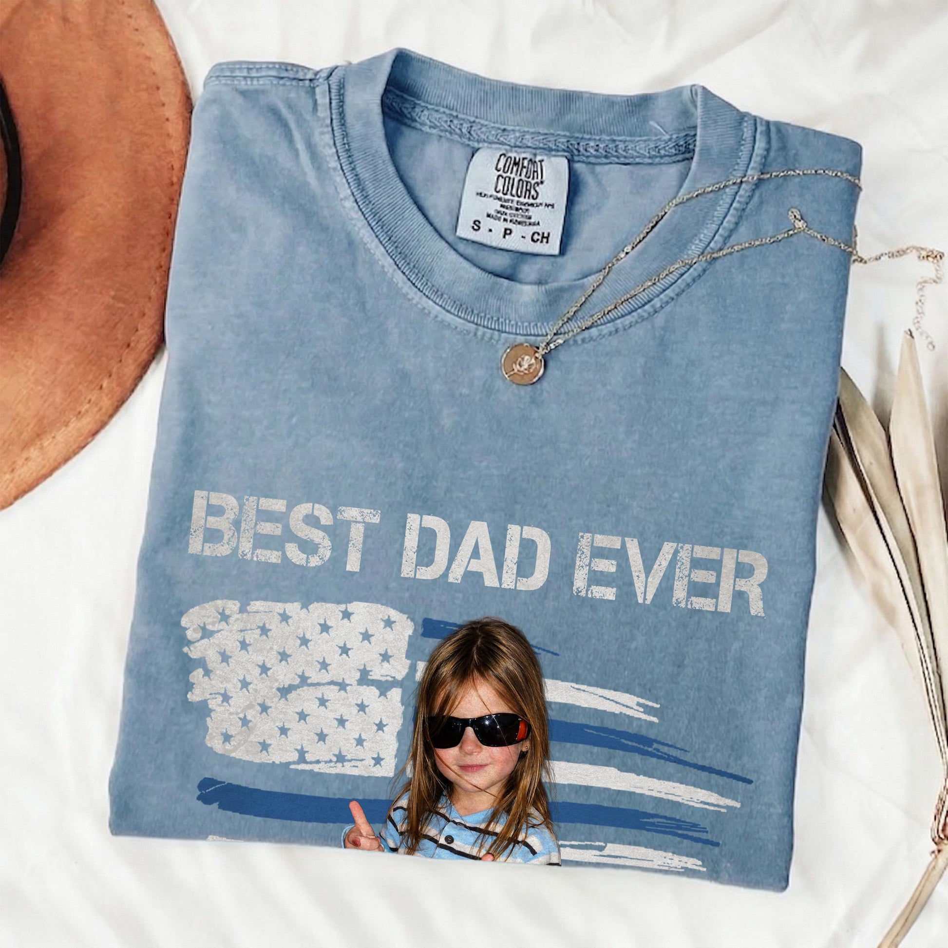 Custom Dad Photo Shirt, Fathers Day Shirts Gifts for Dad, USA Flag 4th of July Shirt