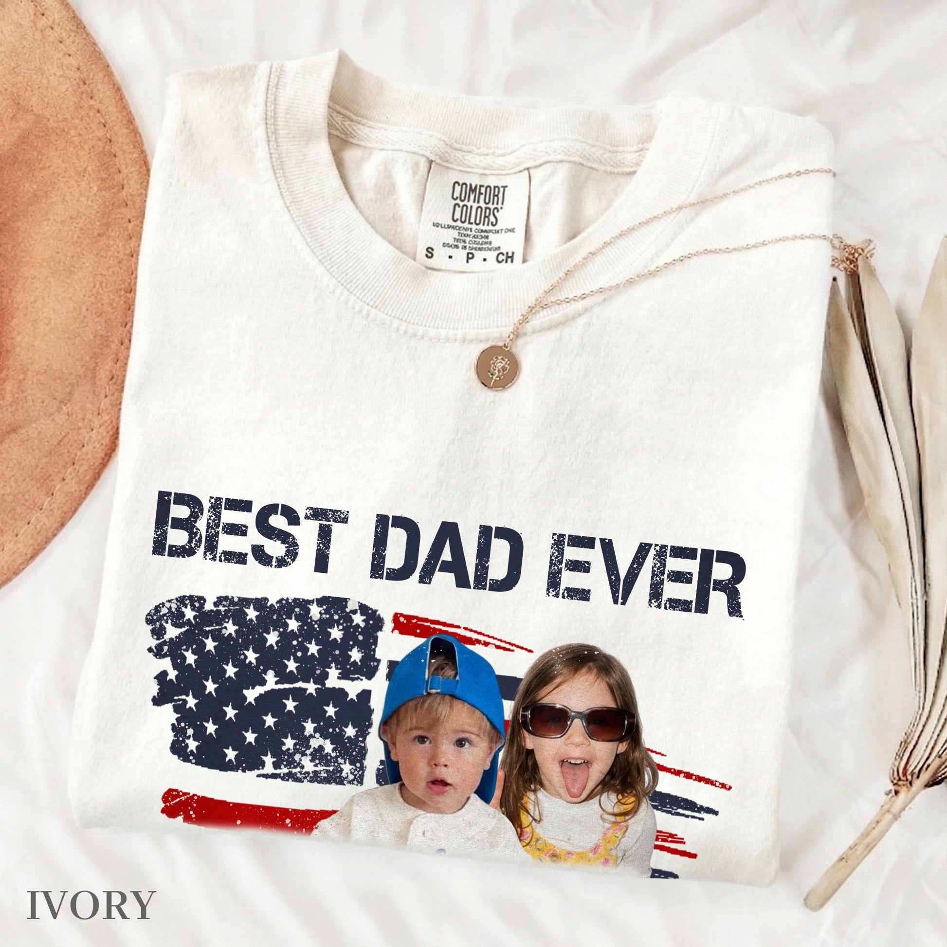 Custom Dad Photo Shirt, Fathers Day Shirts Gifts for Dad, USA Flag 4th of July Shirt