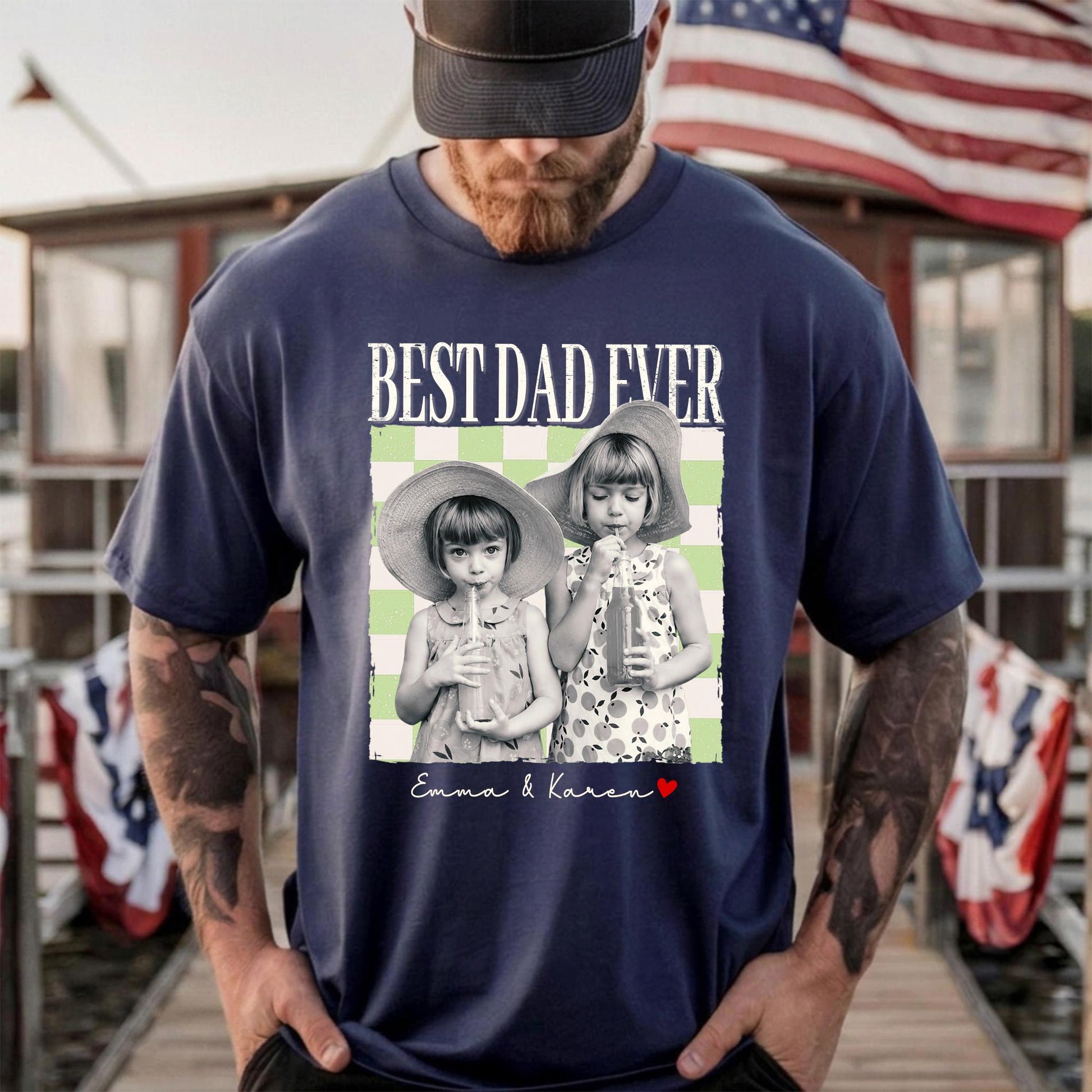 Custom Dad Shirt, Fathers Day Shirts Gifts for Dad, Personalized Vintage Photo Shirt, New Dad Gifts