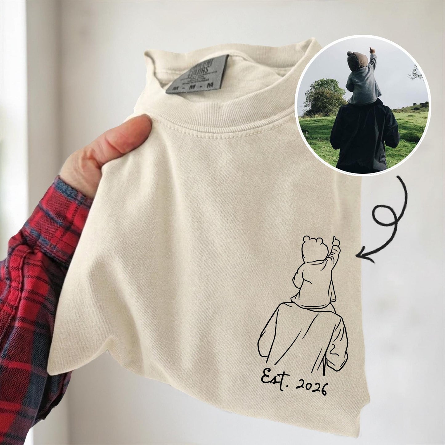 Personalized Dad Portrait Shirt: Line Art From Photo T-Shirt, Father's Day Shirt Gift for Husband, Dad Gift From Kid