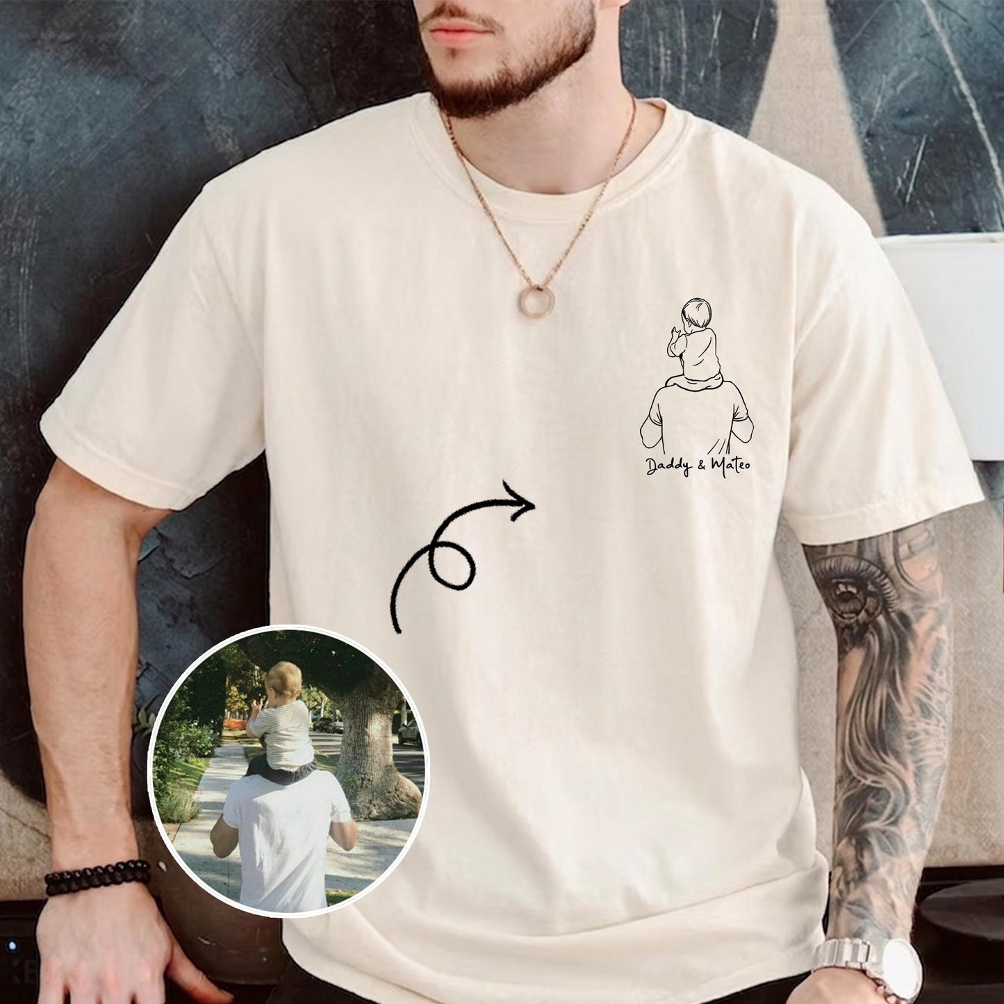 Personalized Dad Portrait Shirt: Line Art From Photo T-Shirt, Father's Day Shirt Gift for Husband, Dad Gift From Kid
