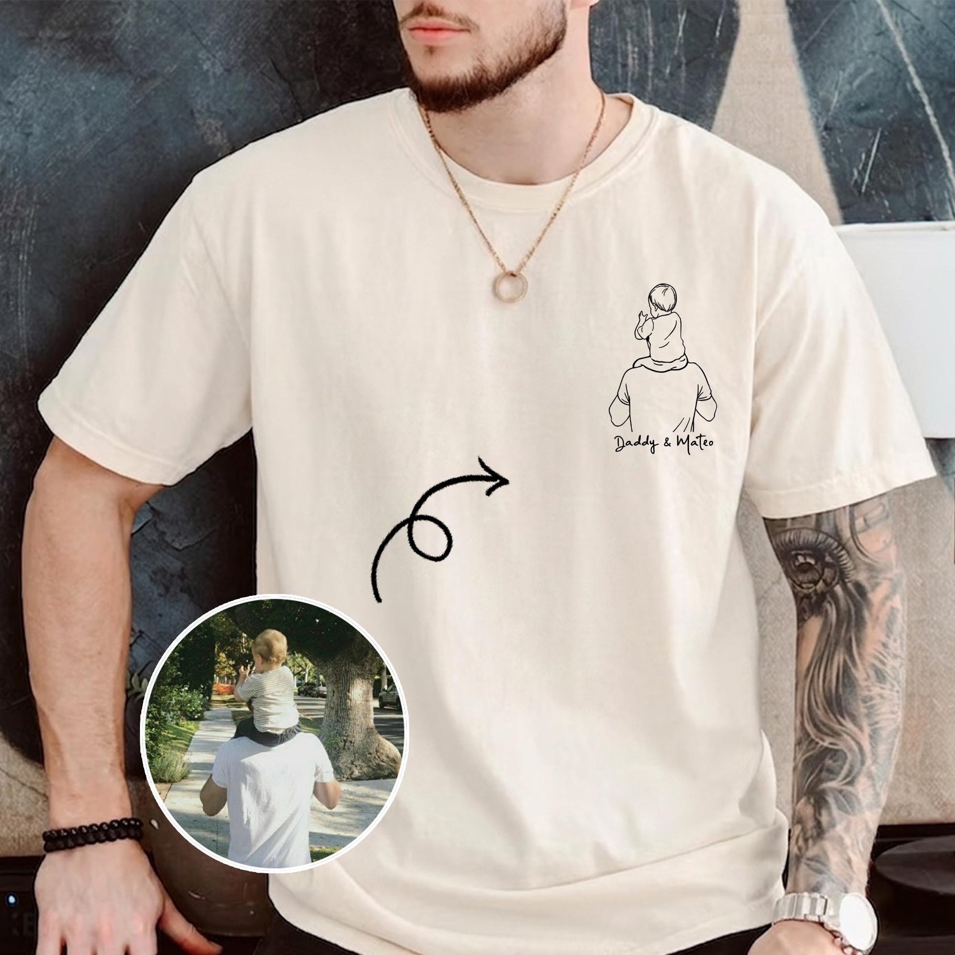 Personalized Dad Portrait Shirt: Line Art From Photo T-Shirt, Father's Day Shirt Gift for Husband, Dad Gift From Kid