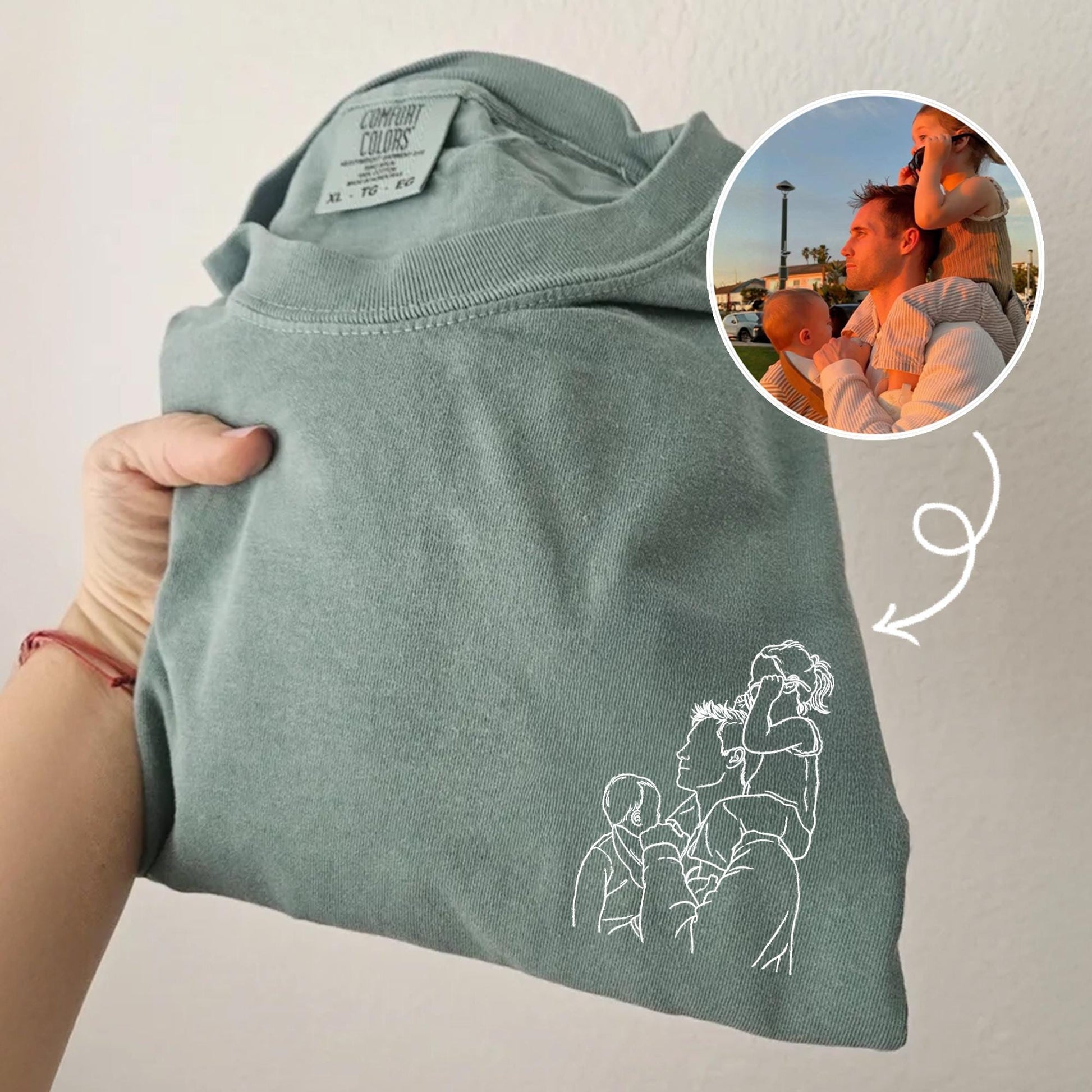 Personalized Dad Portrait Shirt: Line Art From Photo T-Shirt, Father's Day Shirt Gift for Husband, Dad Gift From Kid