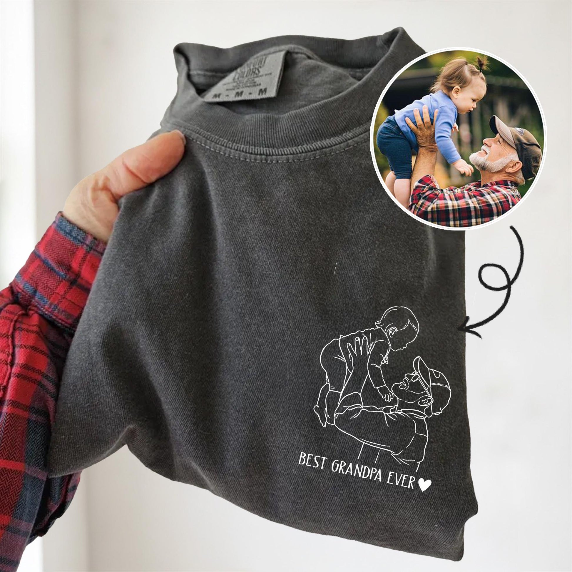 Custom Grandpa Shirt, Grandpa Portrait Shirt Gift from Kid, Fathers Day Shirt Gift for Dad, Grandfather, Dad Birthday Gift
