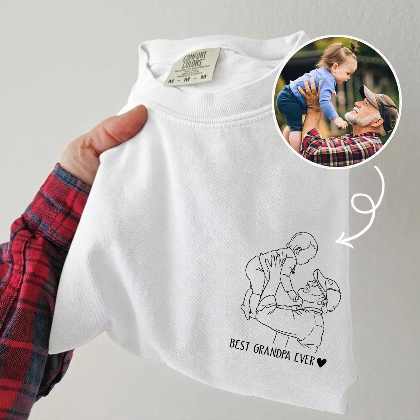 Custom Grandpa Shirt, Grandpa Portrait Shirt Gift from Kid, Fathers Day Shirt Gift for Dad, Grandfather, Dad Birthday Gift