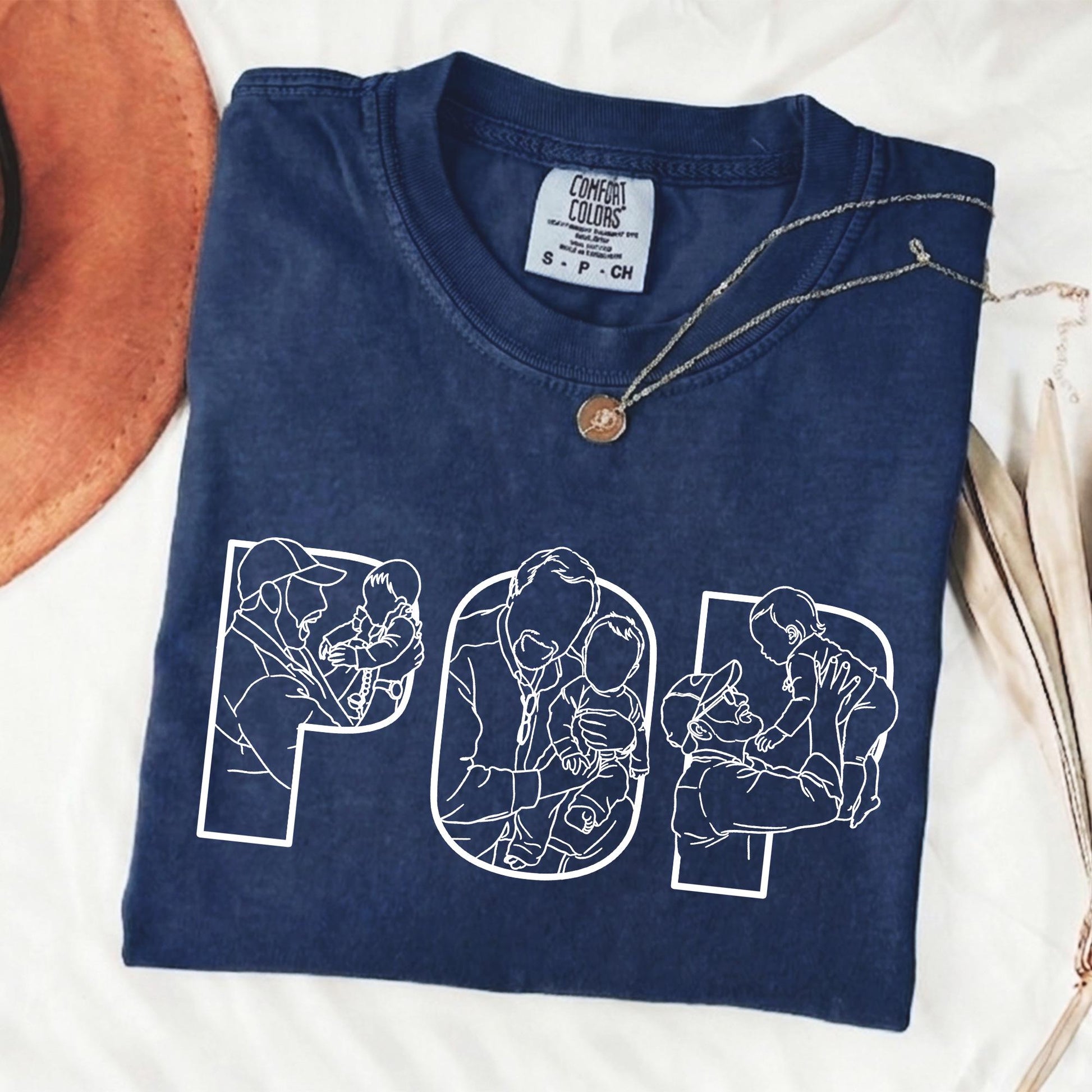 Custom Grandpa Portrait Shirt, Pop Shirt With Kids Photo, Fathers Day Shirt Gift for Dad, Grandparent